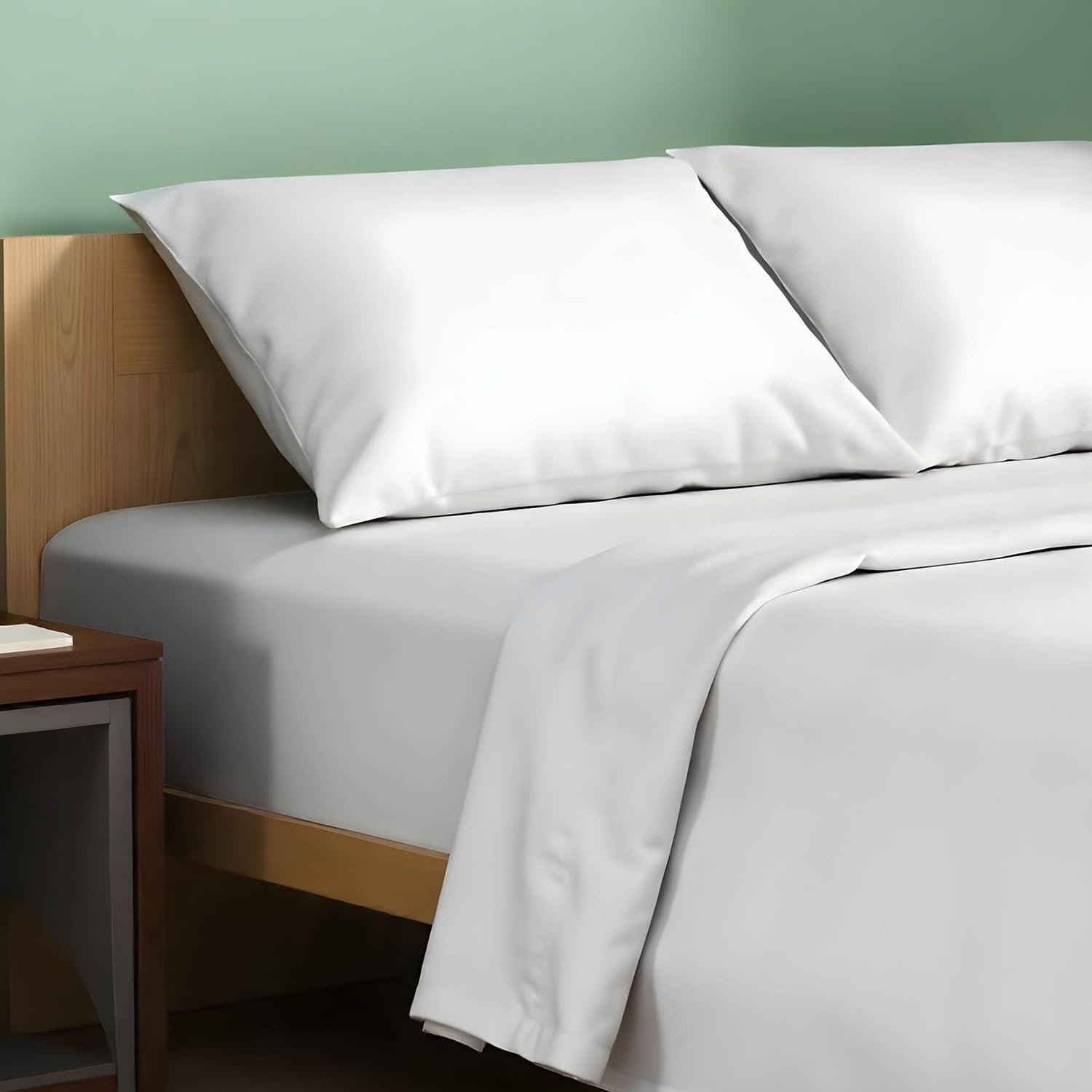 TEXAS LINEN CO. 100% Organic Cotton Sheets Queen Size – 4 PC Organic Cotton Queen Size Percale Weave Sheet Set, Soft, Cooling, Crisp & Breathable, 16″ Deep Pocket Hotel Quality Bedding Set – White
