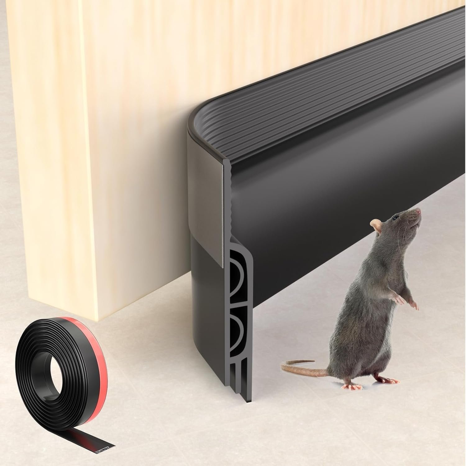 KNEELISA 39″ Black Under Door Draft Stopper Exterior,Bottom Door Sweep Sound Proofing,Soundproofing Noise Blocker,Gap Filler Soundproof Seal Strip