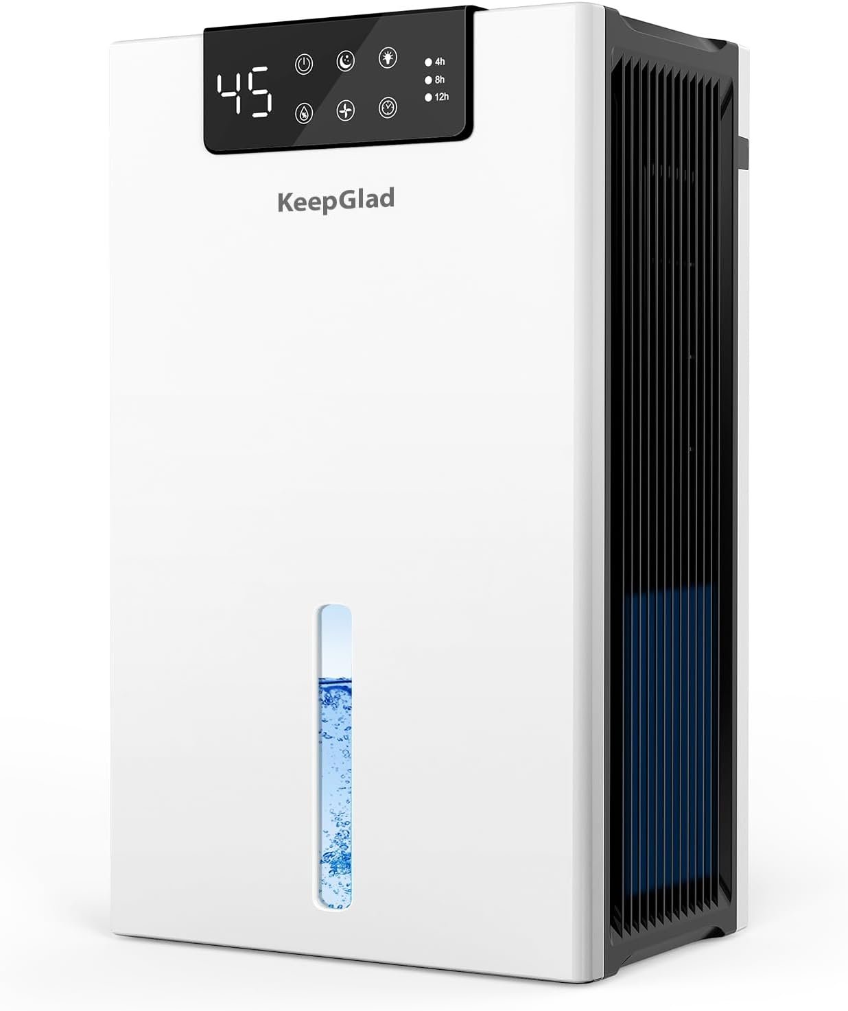 KeepGlad Dehumidifier, 98OZ Dehumidifiers for Home(1000sq.ft), Humidity Display Dehumidifier for Basement Bathroom Bedroom, Auto Shut Off, Washable Filter, Drain Hose, Timer, 7 Ambient Lights, White