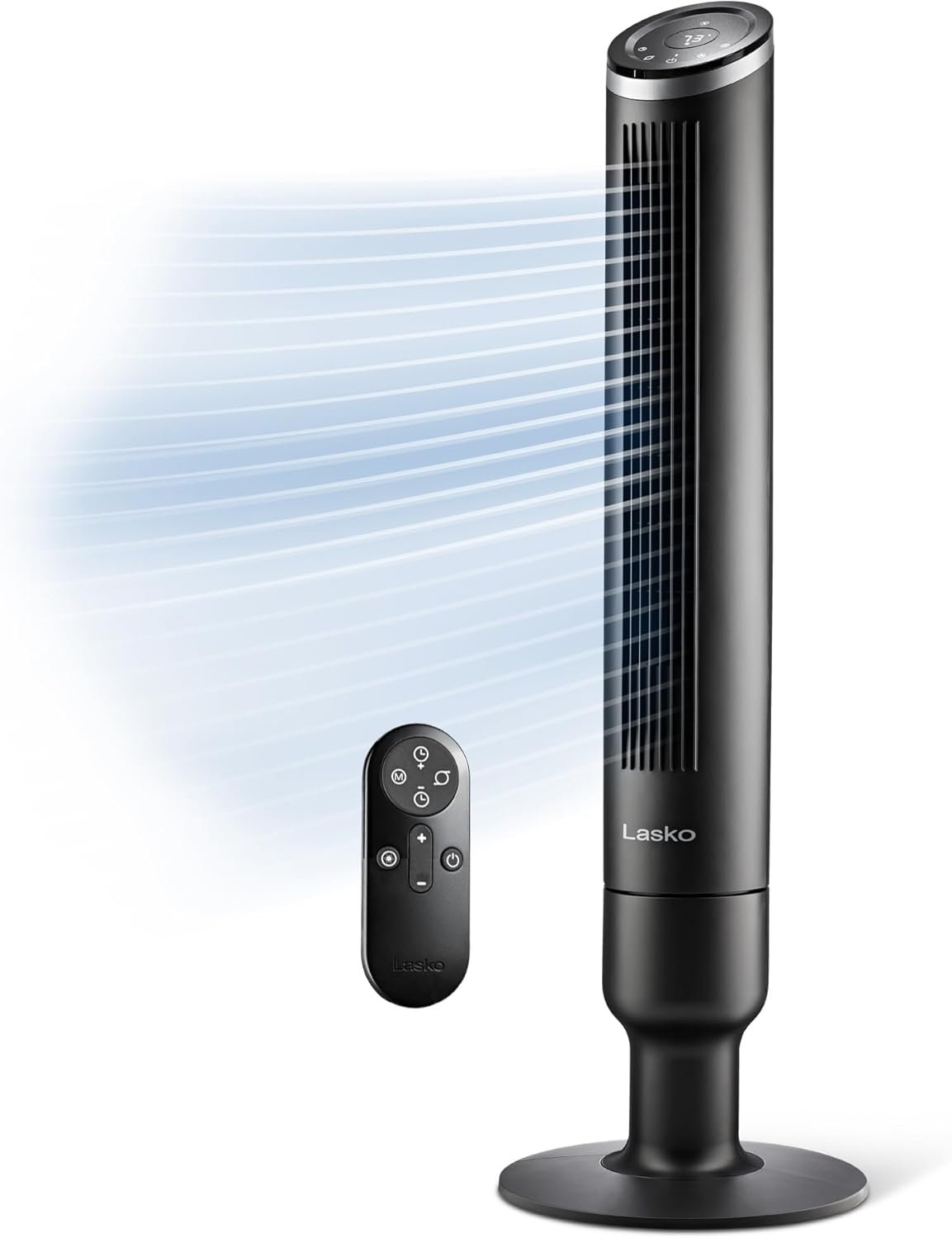 Lasko Apex Tower Fans Oscillating Quiet 42″ – 29 ft/s Airflow, 28 dB, 90° Oscillation, 12H Timer, Air Filter for Hair & Dust, Remote, Black, Floor Fans for Home Bedroom, RST200