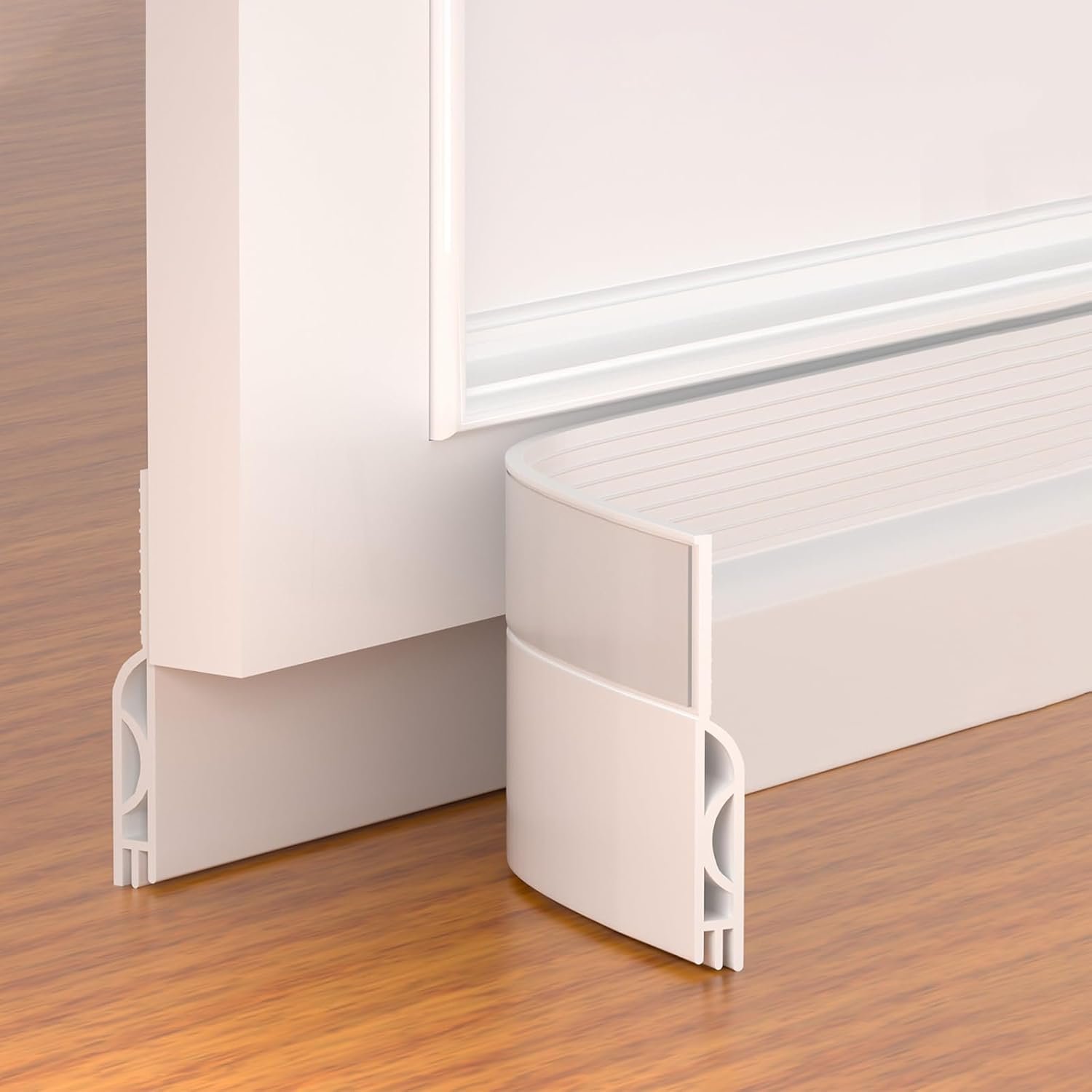 Door Draft Stopper,Adjustable Door Sweep for Bottom of Door,Silicone Weather Stripping Door Bottom Seal Blocker Air Noise,Under Door Gap Filler for Interior/Exterior Doors(White, 39inch)