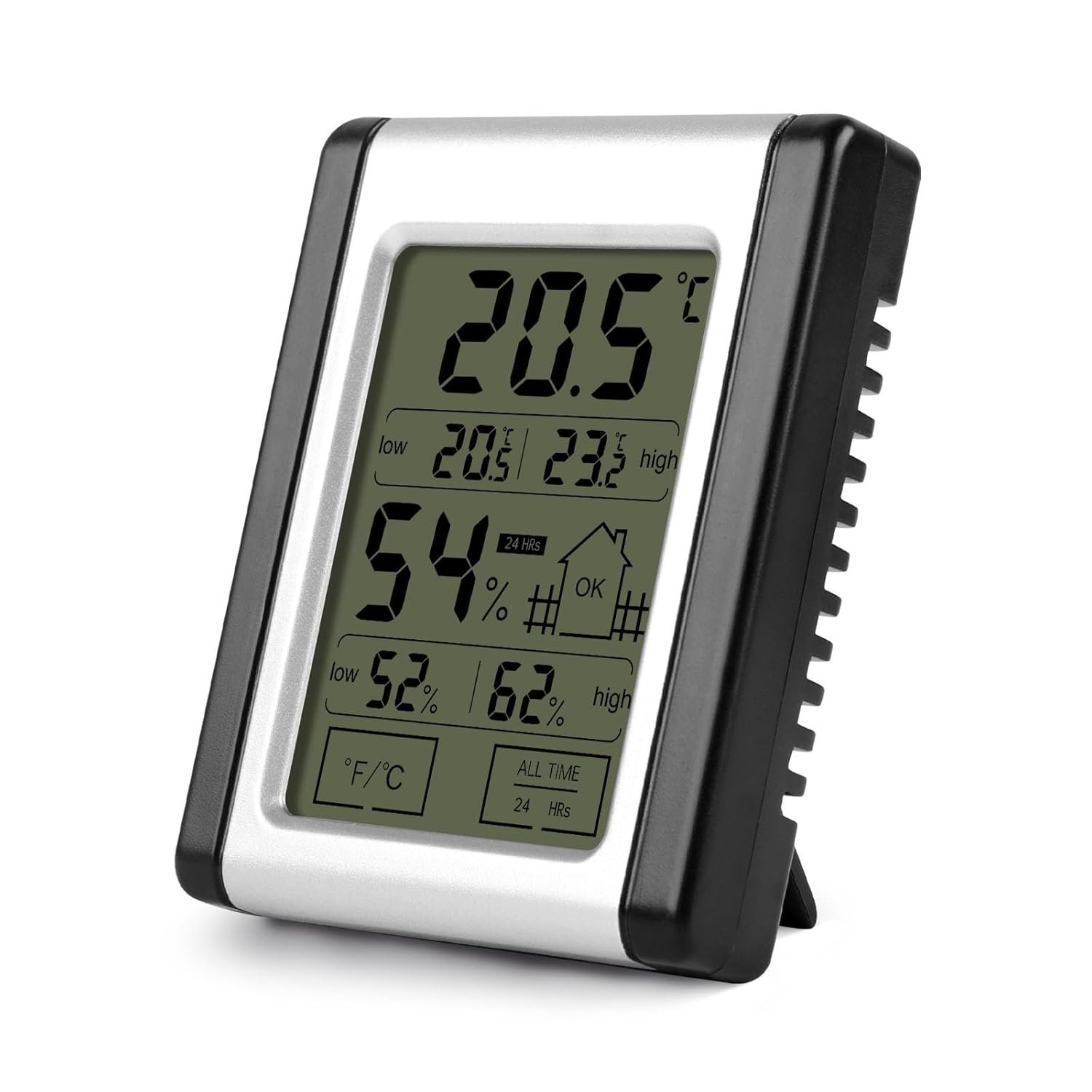 Digital Indoor Thermometer and Hygrometer Monitor with Touch Screen, Comfort Indicator & 24-Hr History, High Accuracy Home Room Temperature Humidity Gauge (3×2.5×0.6 in)