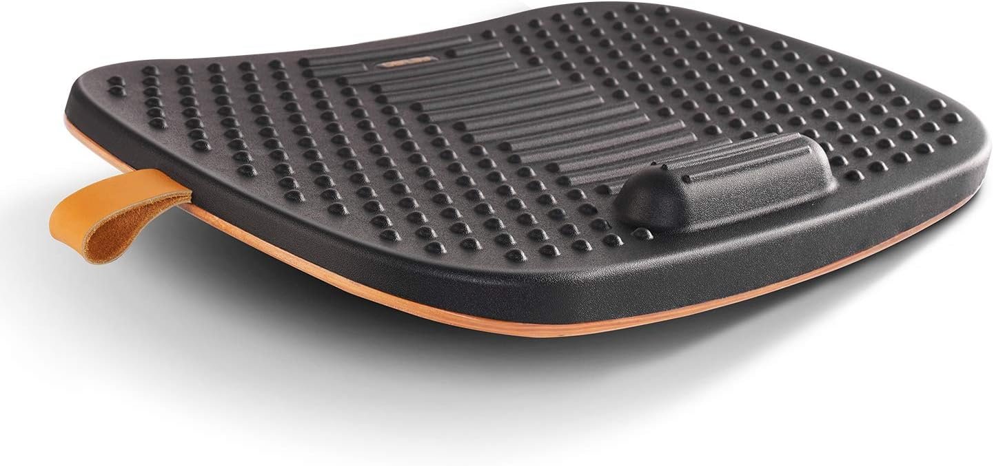 FEZIBO Standing Desk Mat with Anti Fatigue Bar, Wooden Wobble Balance Board with Ergonomic Design Comfort Floor Mat