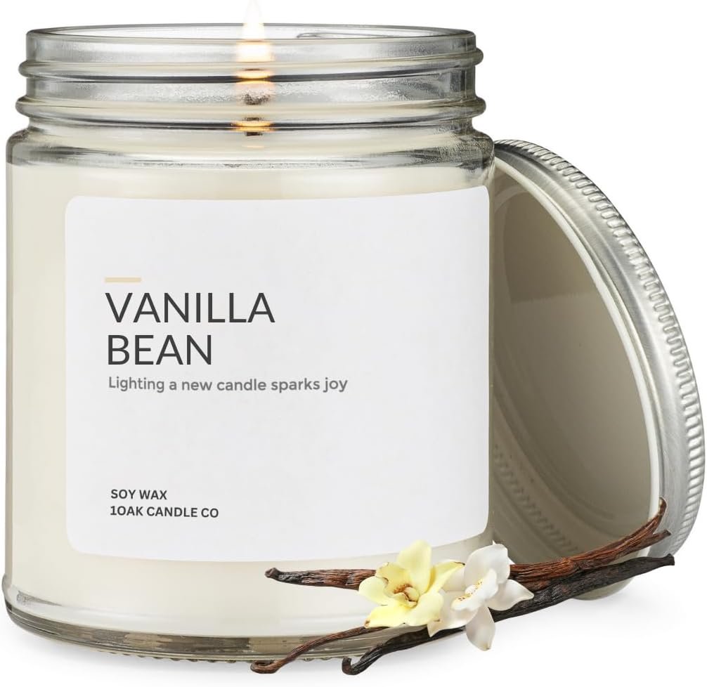 1OAK Vanilla Bean Candle – Vanilla Candles for Home – Soy Wax Scented Candles – Hand-Poured (7oz.)