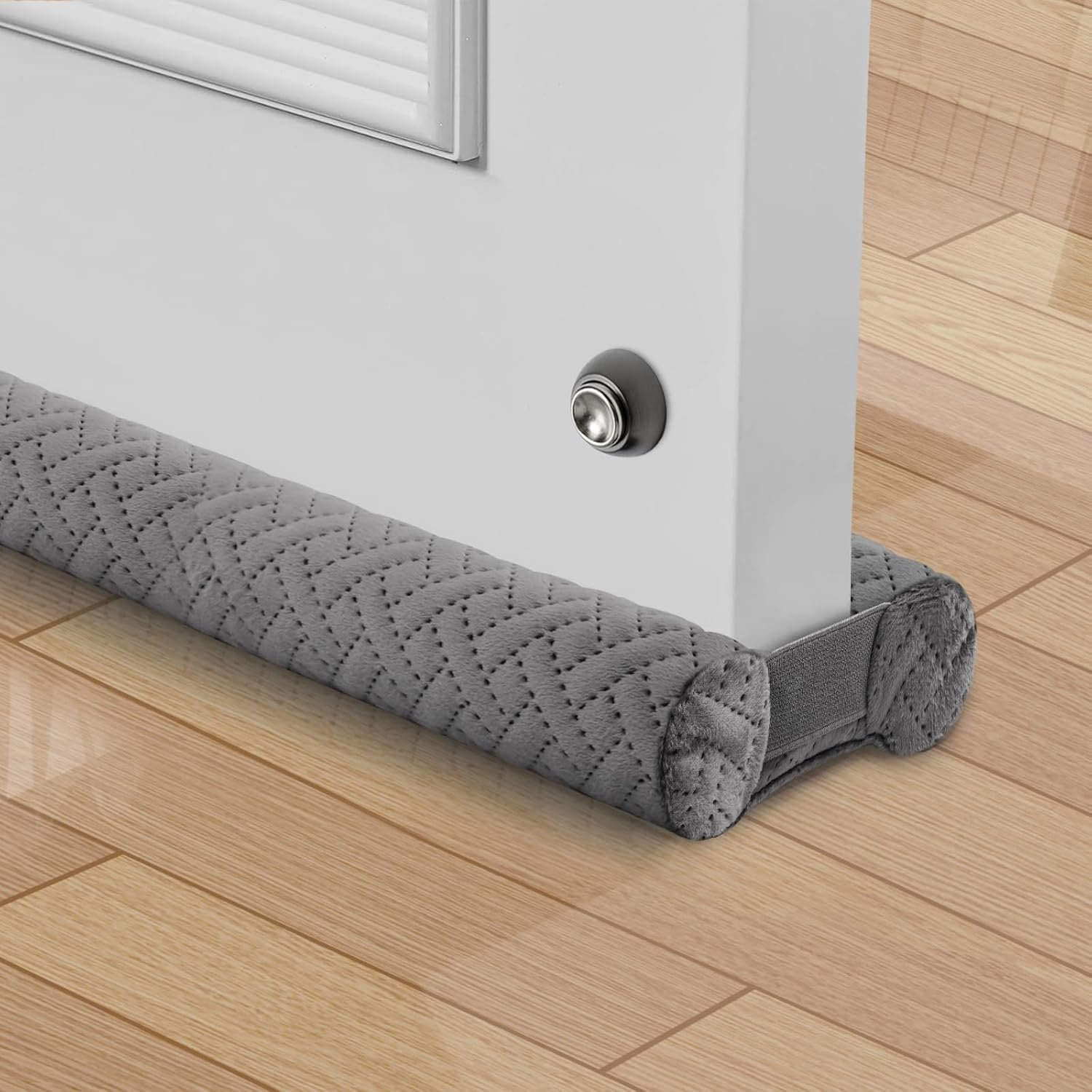 Premium Velvet Under Door Draft Stopper, Door Draft Stoppers for Bottom of Door with Double-Sided Windproof Seal, 30” to 36” Adjustable Gap Filler to Blocks Cold Air Light Dust Noise Drafts