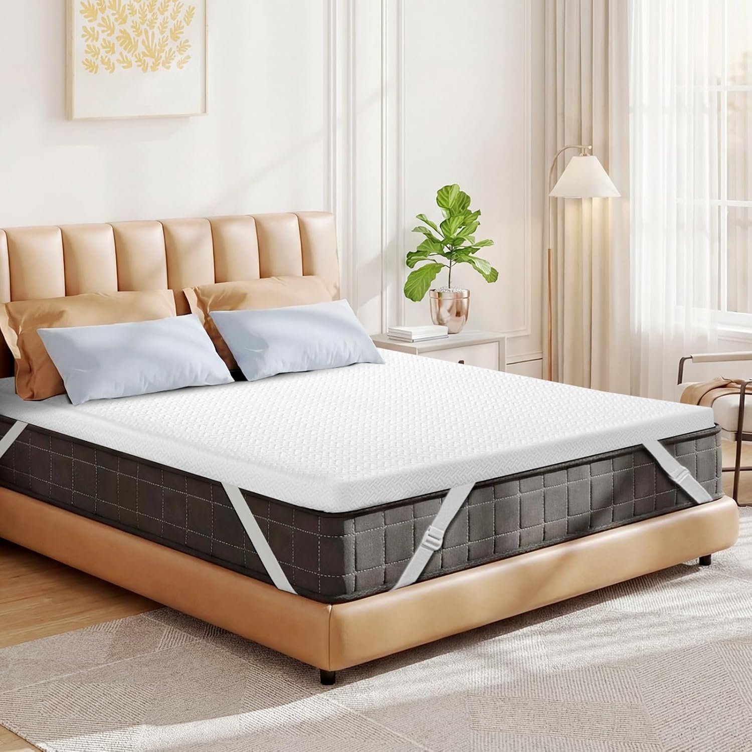Czpalo 3 Inch Gel Memory Foam Mattress Topper Queen, Cooling Mattress Topper with Removable & Washable Bamboo Cover, CertiPUR-US Certified