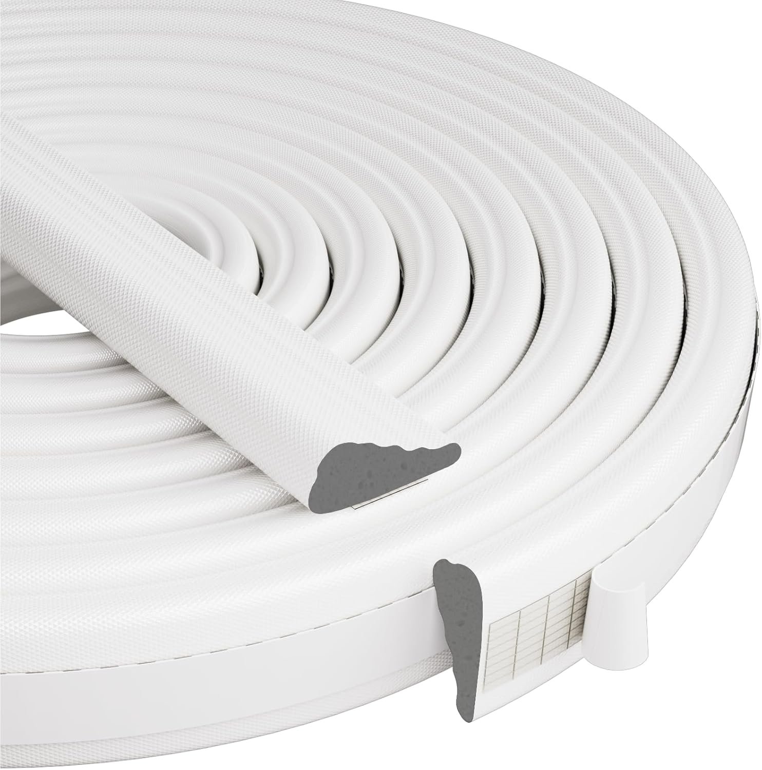 Kneelisa Wedge-Shape Window Weather Stripping Door Frame Seal Strip 118” White,Upgrade Black Foam,Soundproofing,Draft Stopper,Winter Insulation,Noise Blocker, Gap Filler for Exterior Front Door Side
