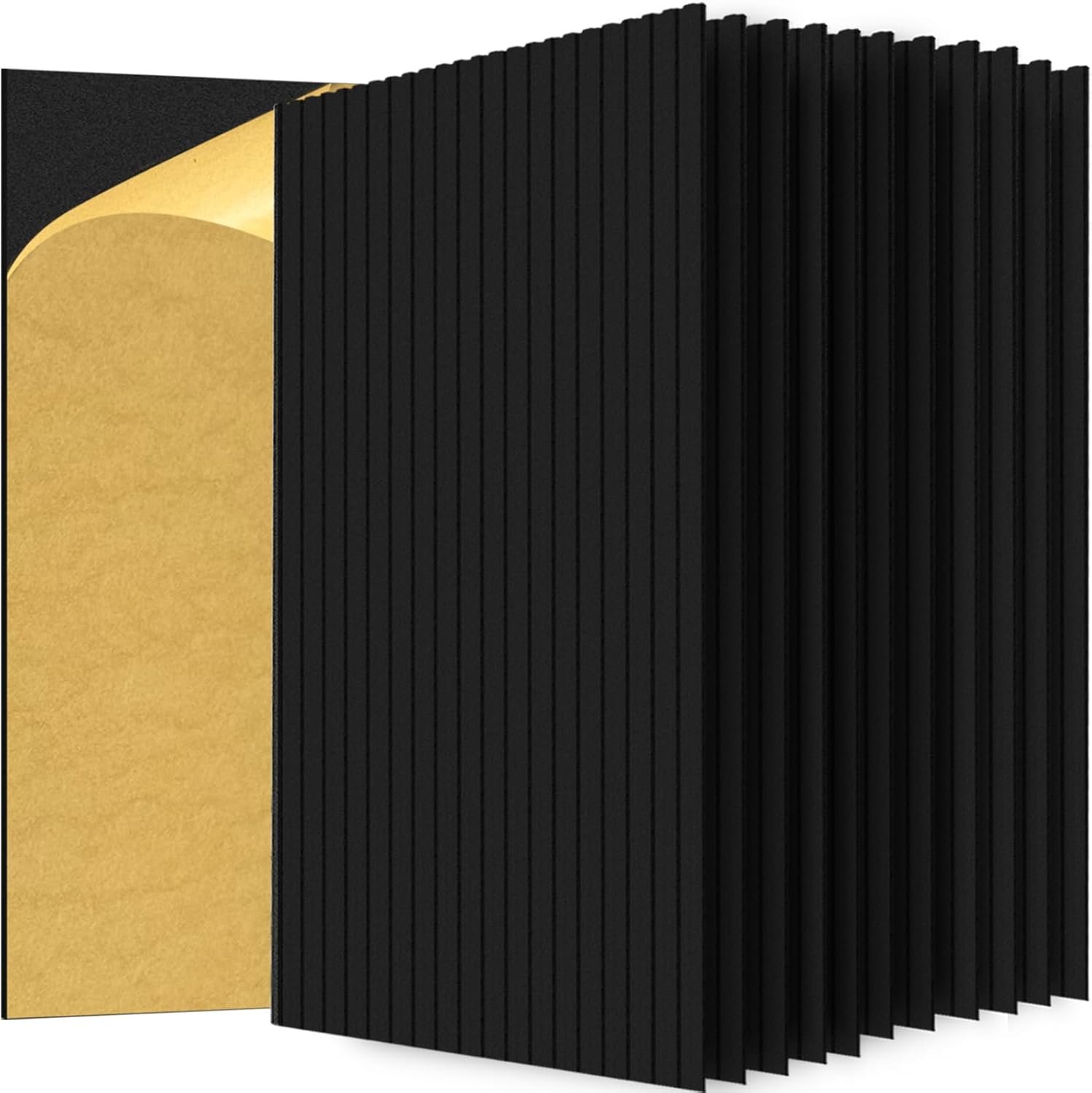 RITOLLO 12 Pack Acoustic Wall Panels, 47.2X23.6X0.4 inch Decorative Self-Adhesive Soundproof Panels, Sound Dampening Panels for Home Studio Office, White(Black,12)