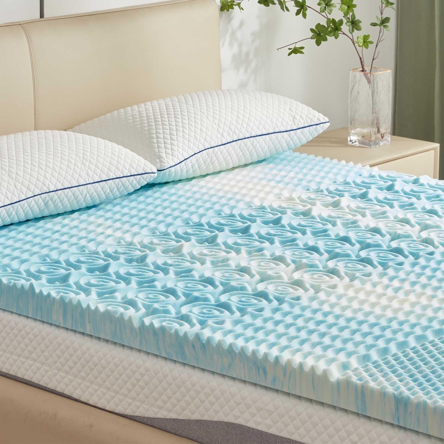 SINWEEK Mattress Topper Memory Foam Mattress Topper 1.5 Inch Queen Soft Mattress Pad for Pressure Relief, 5-Zone Design, CertiPUR-US Certified