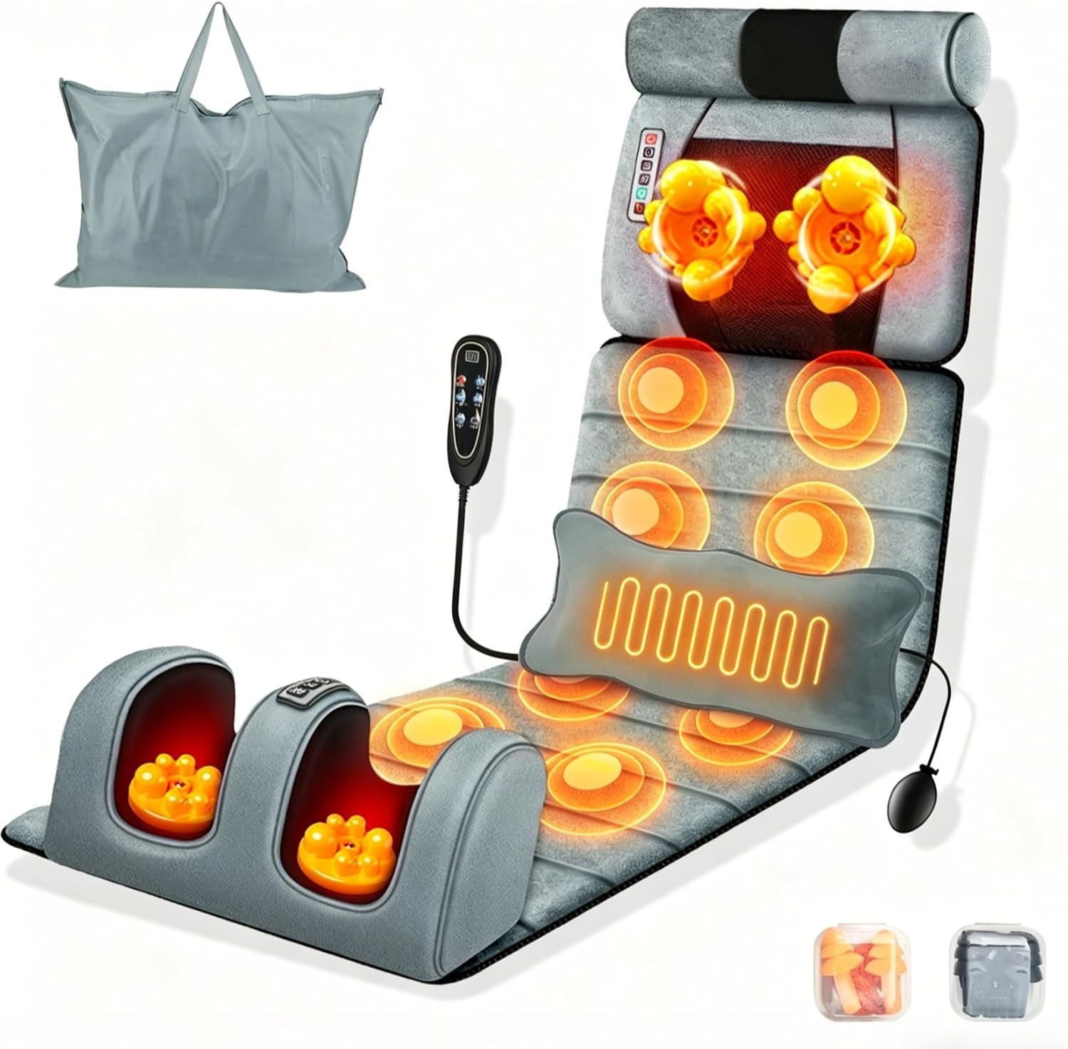 Full Body Massage Mat – 9 Massage Modes Electric Heating Vibration Massage Pad, Neck Foot Back Massage Detachable Massage Pillow, Anti-Slip Bottom Foot Massagers, Gifts for Mom