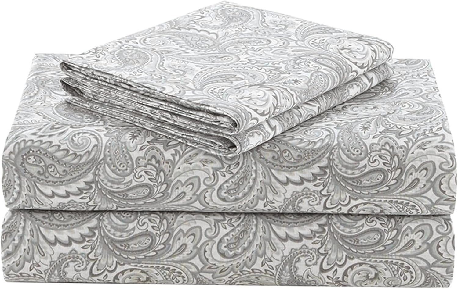 Comfort Spaces 100% Cotton Sheets King, Breathable, Naturally Cool Cotton Sheets, Soft Cotton Bed Sheets with 14″ Elastic Pocket Fits up to 16″ Mattress, All Seasons Sheet Set, Paisley Multi 4 Piece