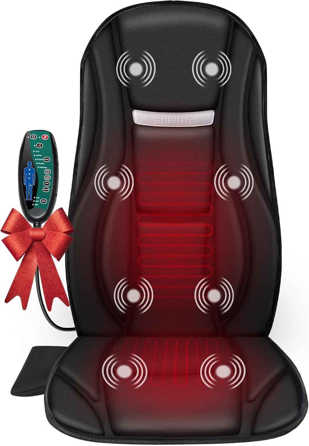 Snailax Vibration Back Massager with Heat, Seat Massager with 8 Vibrating Motors & 5 Modes, Chair Massager Cushion, Massage Pad for Chair, Office, Gifts for Mom