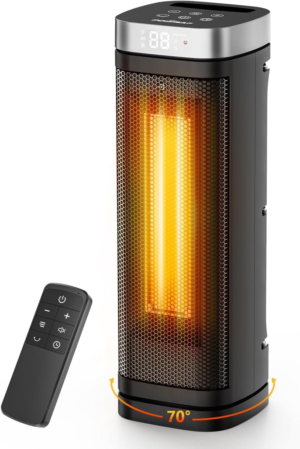 17 Inches Space Heater, 1500W Electric Heaters for Indoor Use with Thermostat, 70° Oscillation, 5 Modes, Remote, 12H Timer, Quiet Portable Heater for Office, Bedroom, Large Room