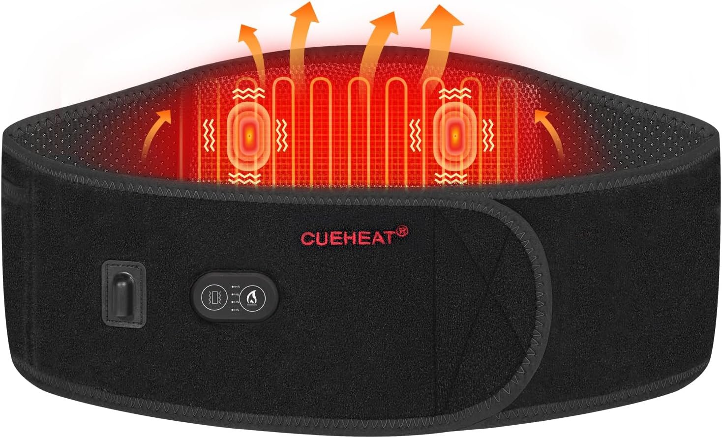 CUEHEAT Heated Waist Belt – Cordless Heating Pad for Low Back, Electrical Heating and Massage, Rechargeable Battery Powered