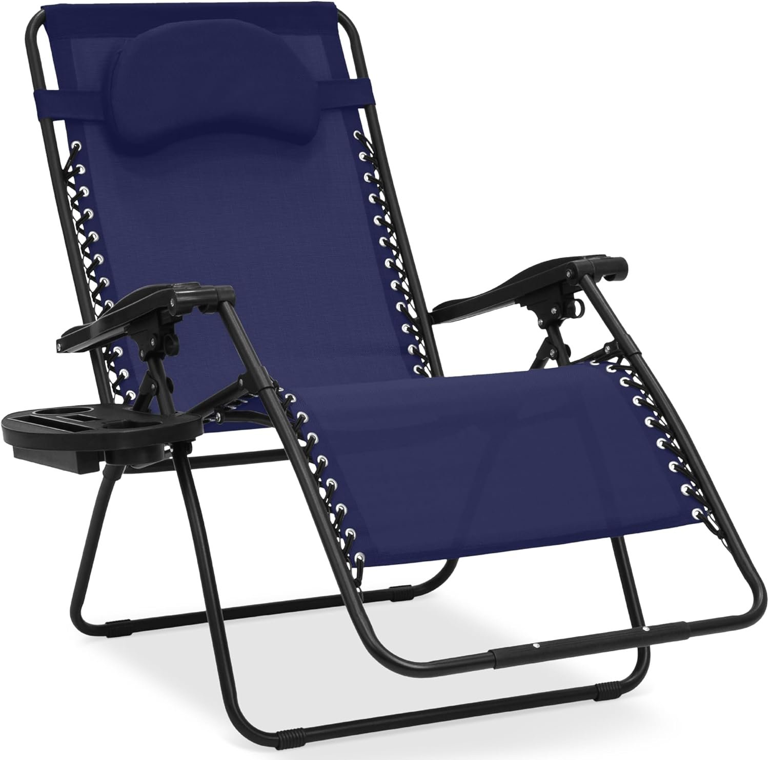 Best Choice Products Oversized Zero Gravity Chair, Folding Outdoor Patio Lounge Recliner w/Cup Holder Accessory Tray, Pillow – Navy