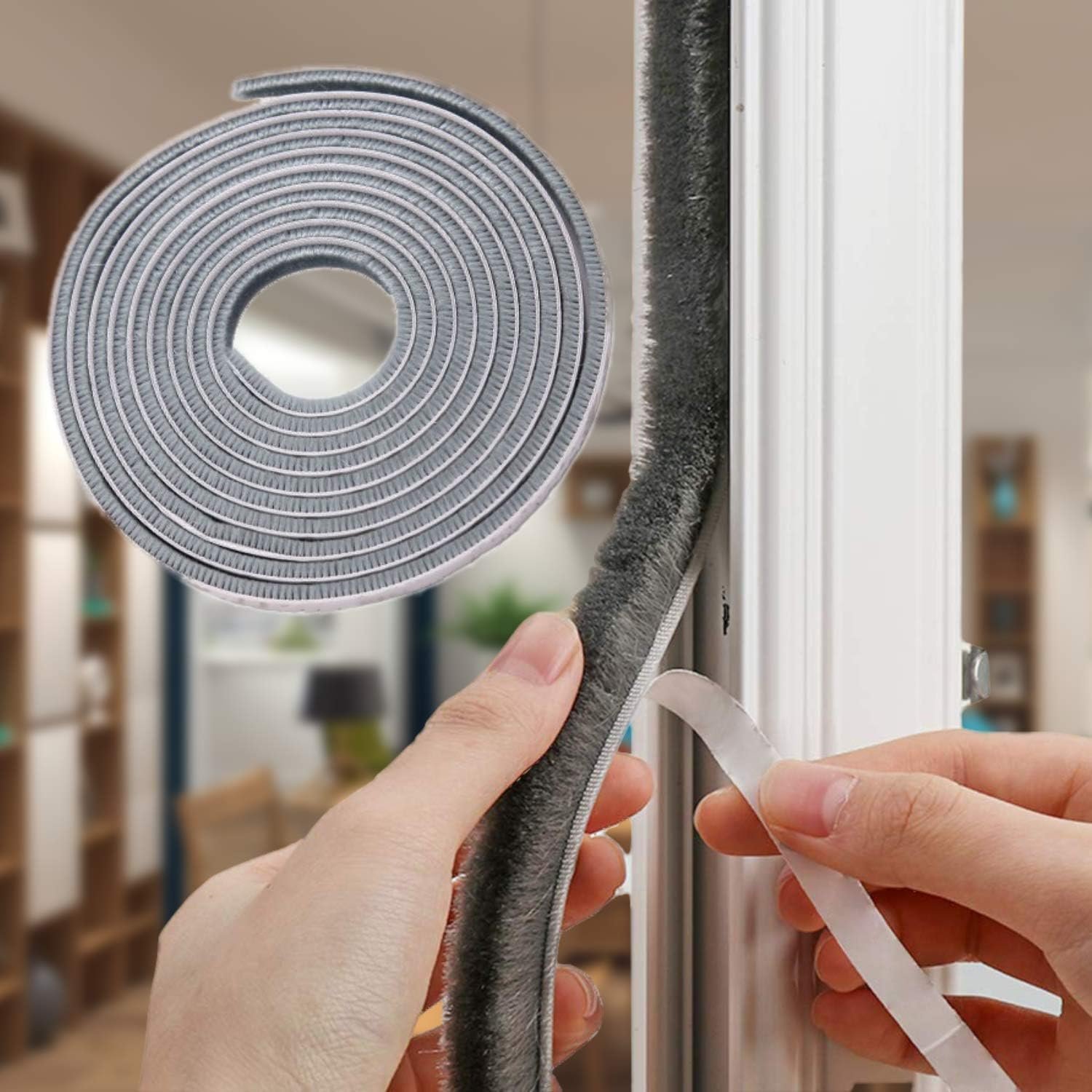 32.8 Ft Self Adhesive Weather Stripping Seal Strip Weatherstrip for Windows and Doors House Soundproofing,Windproof,Dustproof,Stronger Stickiness,0.35 Wide X 0.2 inch Thick, Gray