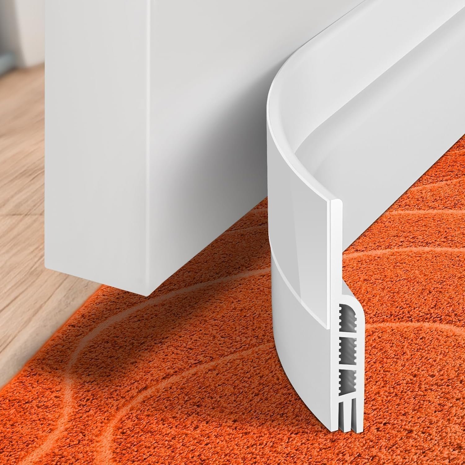 Holikme Door Draft Stopper Under Door Draft Blocker Insulator Doors Sweep Weather Stripping Noise Stopper Sheets, Rolls & Strips Strong Adhesive, White