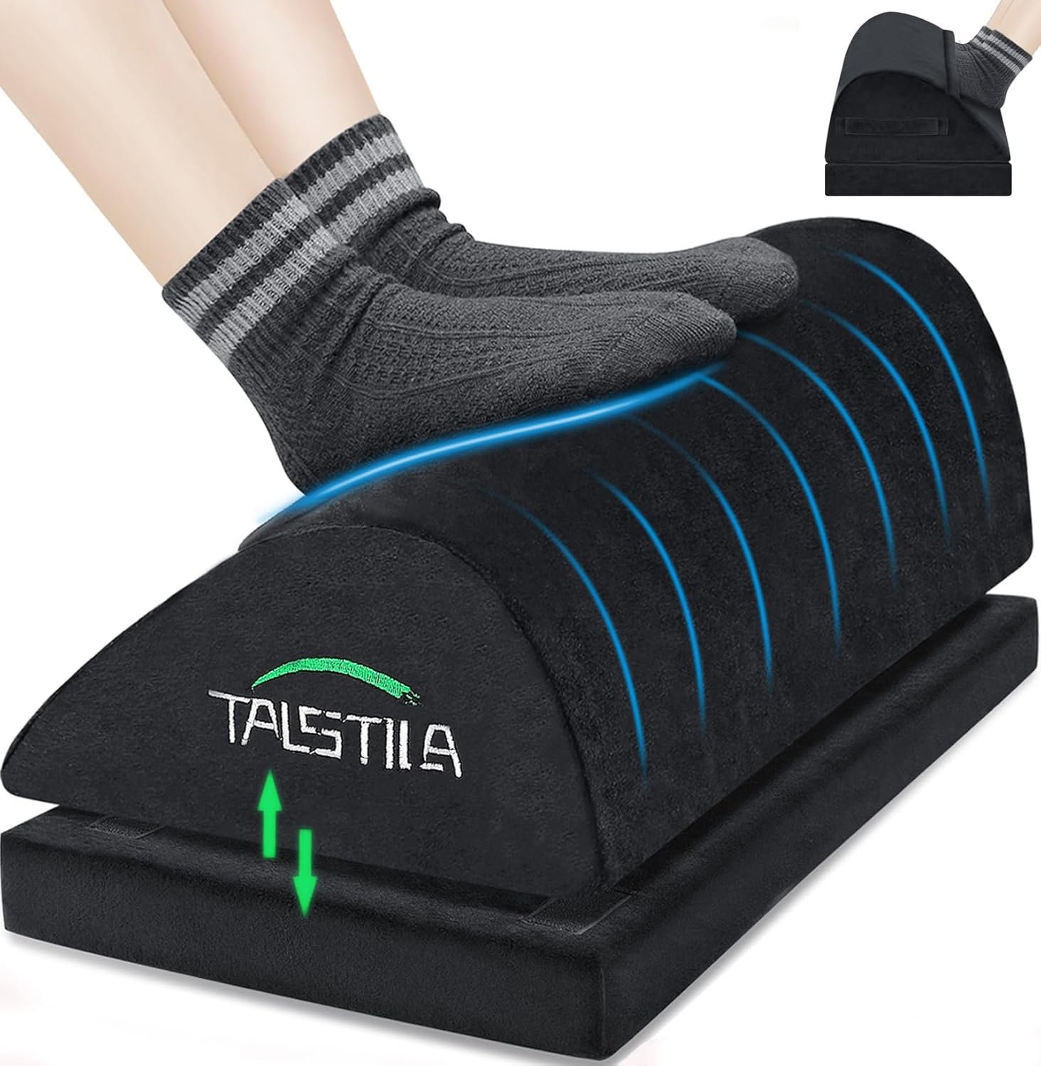 TALSTILA Foot Rest for Under Desk at Work, Foot Rest with Warm Plush Feet Pocket, Ergonomic Adjustable Memory Foam Footrest for Office Chair, Foot Stool for Office – Back & Leg Pain Relief