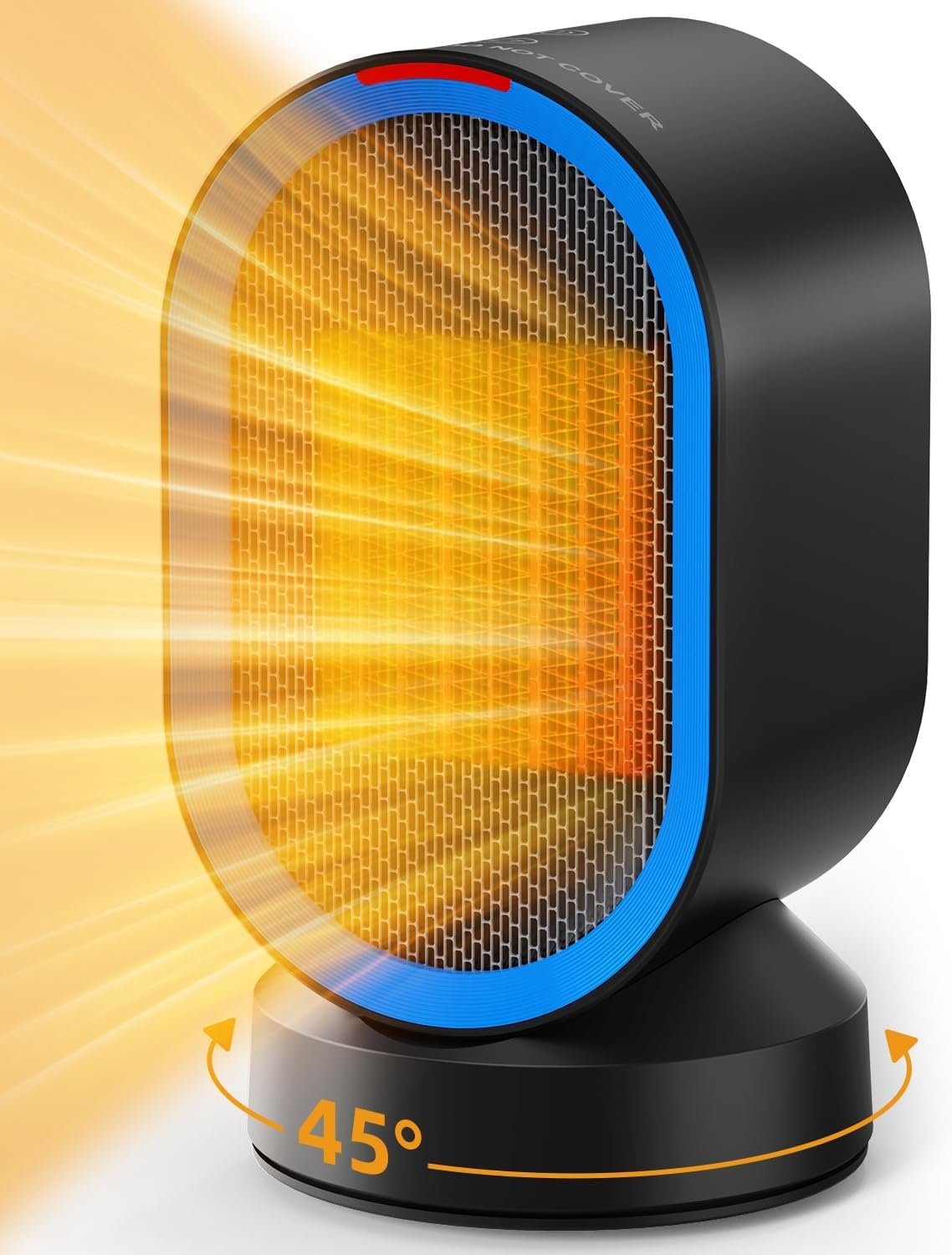 TABYIK Space Heater Electric Space Heaters for Indoor Use Small Portable Heater 45° Oscillating Personal Heater for Bedroom Home Office (Black)