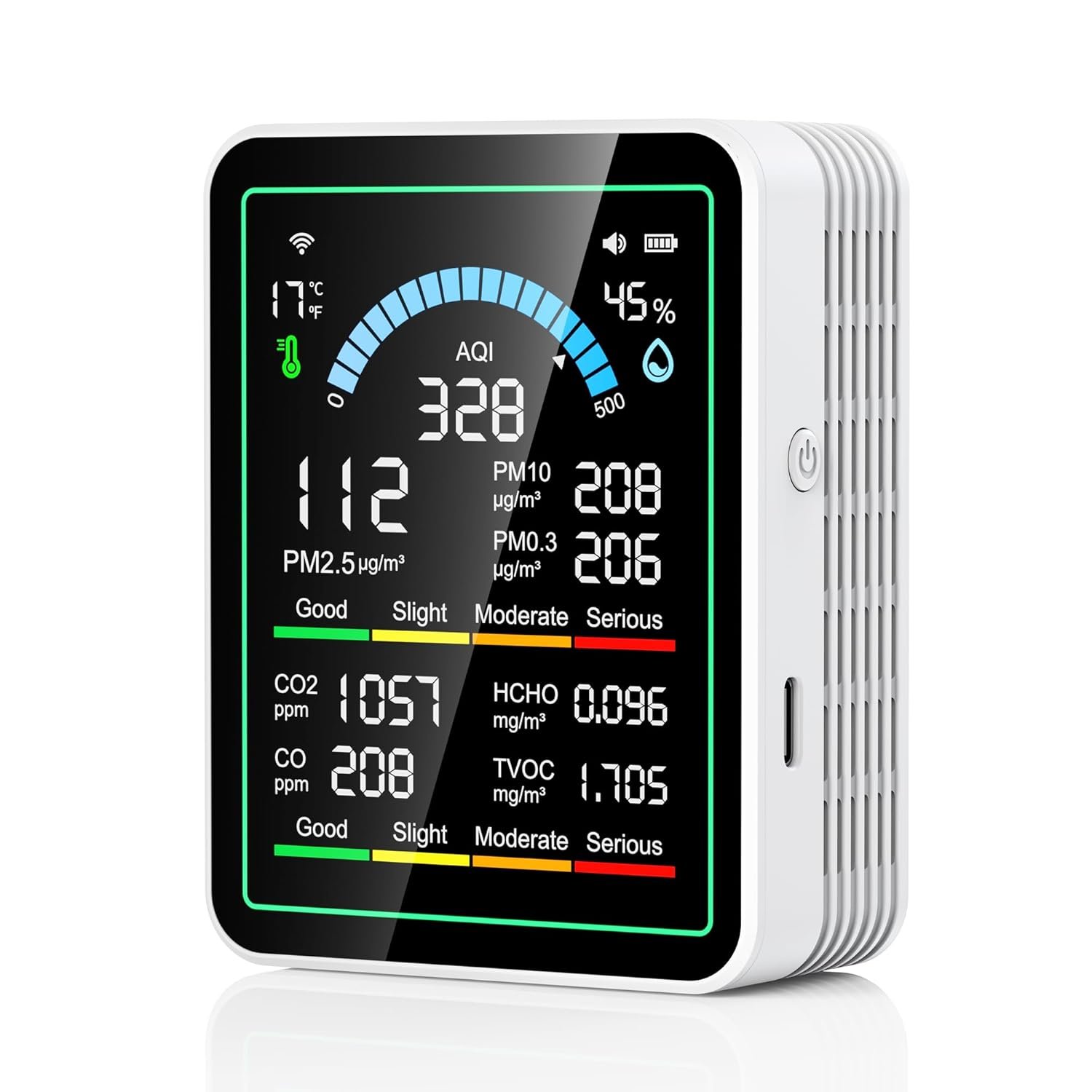 Air Quality Monitor Indoor, 10 in 1 Portable Smartair Quality Tester for CO2 | CO | TVOC | HCHO | Temp | AQI | PM0.3-1 Detection Suitable for Home, Cars, Plants, Pets and Hotels