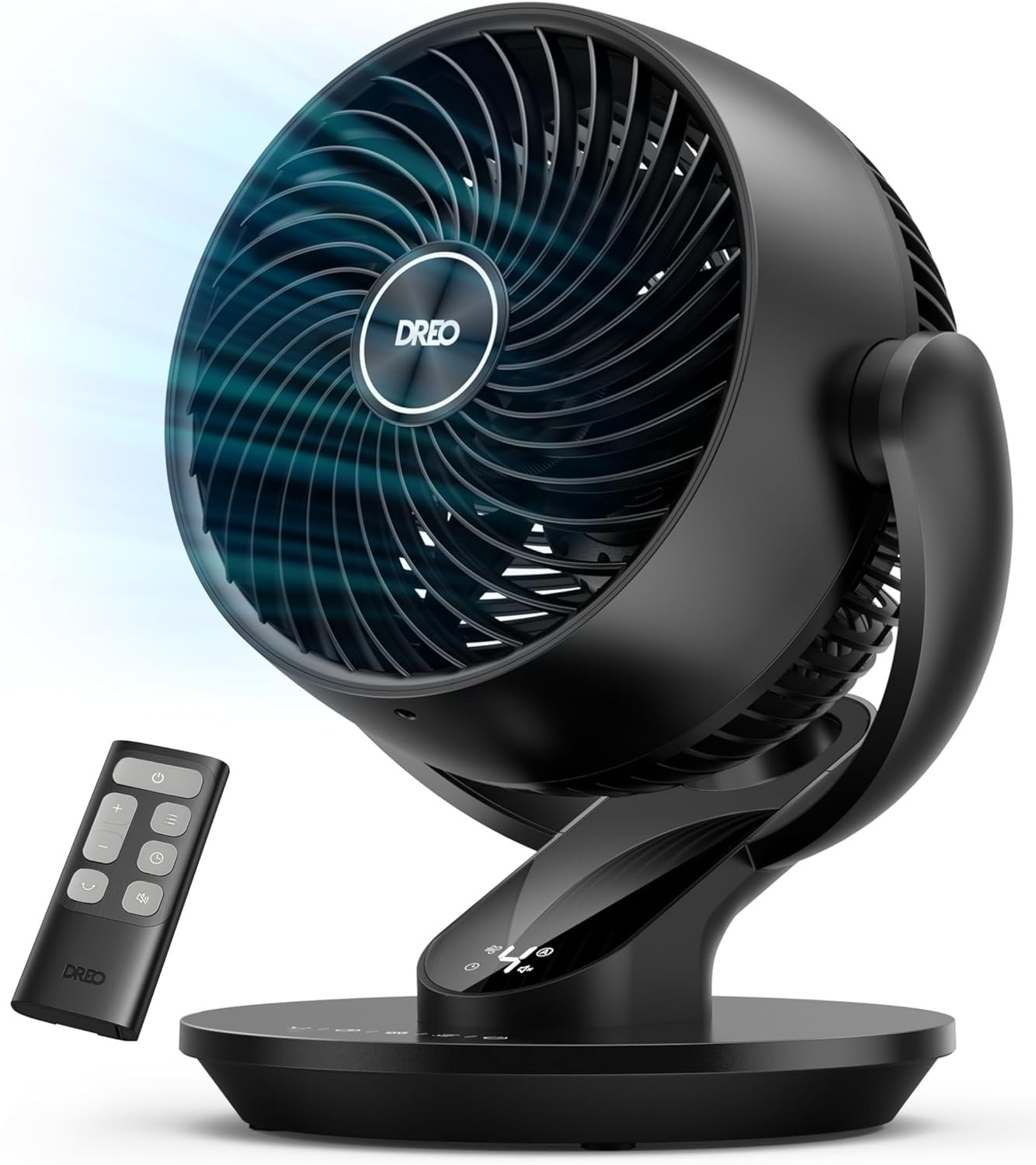 DREO Fan for Bedroom, 13-Inch Oscillating Table Air Circulator Fan for Whole Room, 120° Tilt Adjustment, 25dB Ultra-Quiet, 75ft Powerful Airflow, 4 Speeds Desk Fans with Remote for Home, Office
