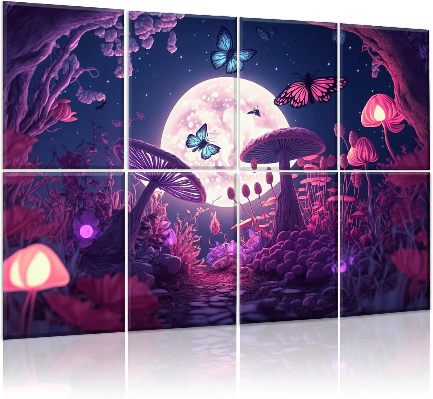 8 Pack Art Acoustic Panels Soundproof Wall Panels, Decorative Sound Dampening Panels Self Adhesive Sound Absorbing Panels for Home Office Gaming Room, 48X32Inches