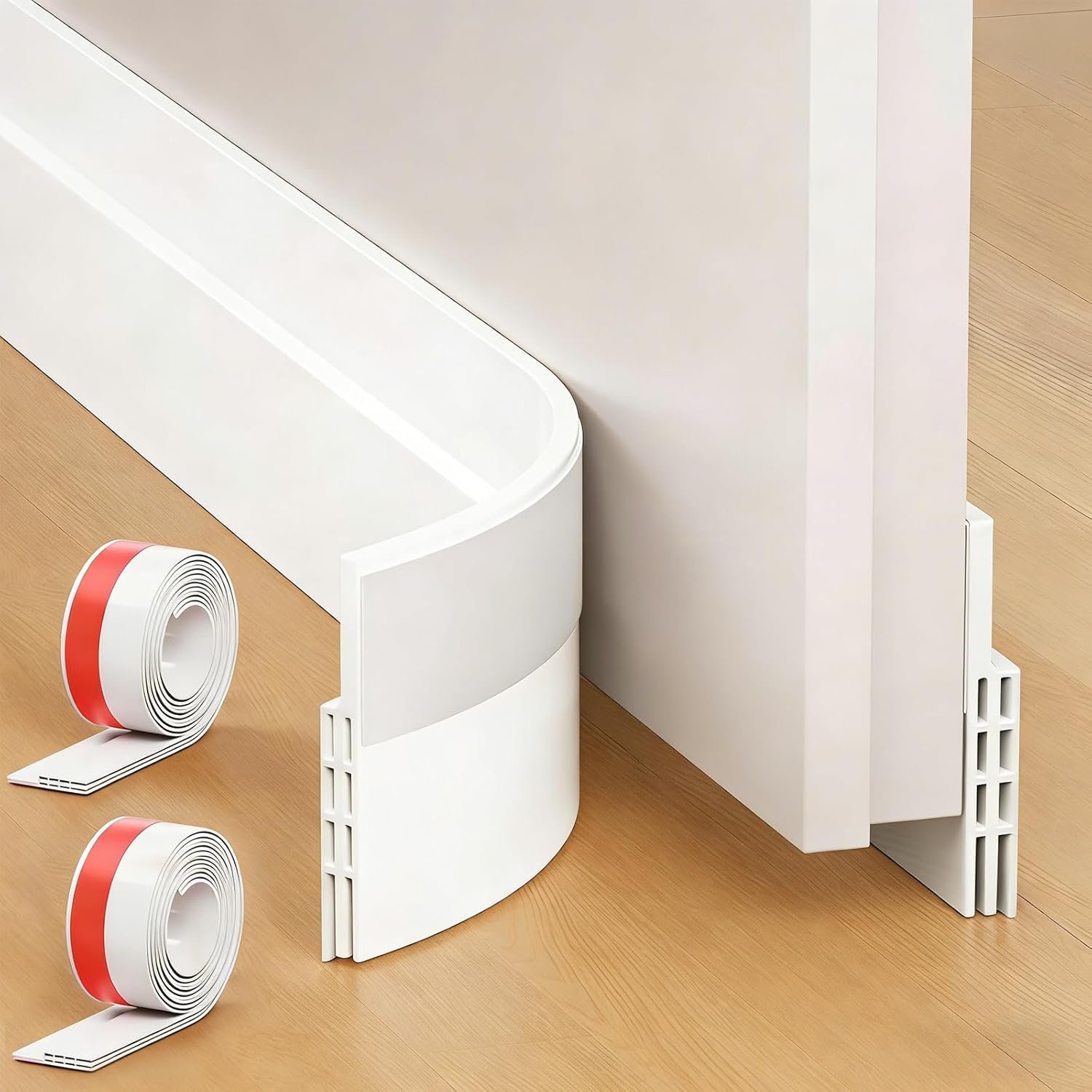 2 Pack Door Draft Stopper (2″ W x 39″ L), Multi-Use Under Door Sweep & Window Draft Blocker, Weather Stripping for Garage/Interior/Exterior Doors, Dust/Noise, Reusable & Trimmable(White)