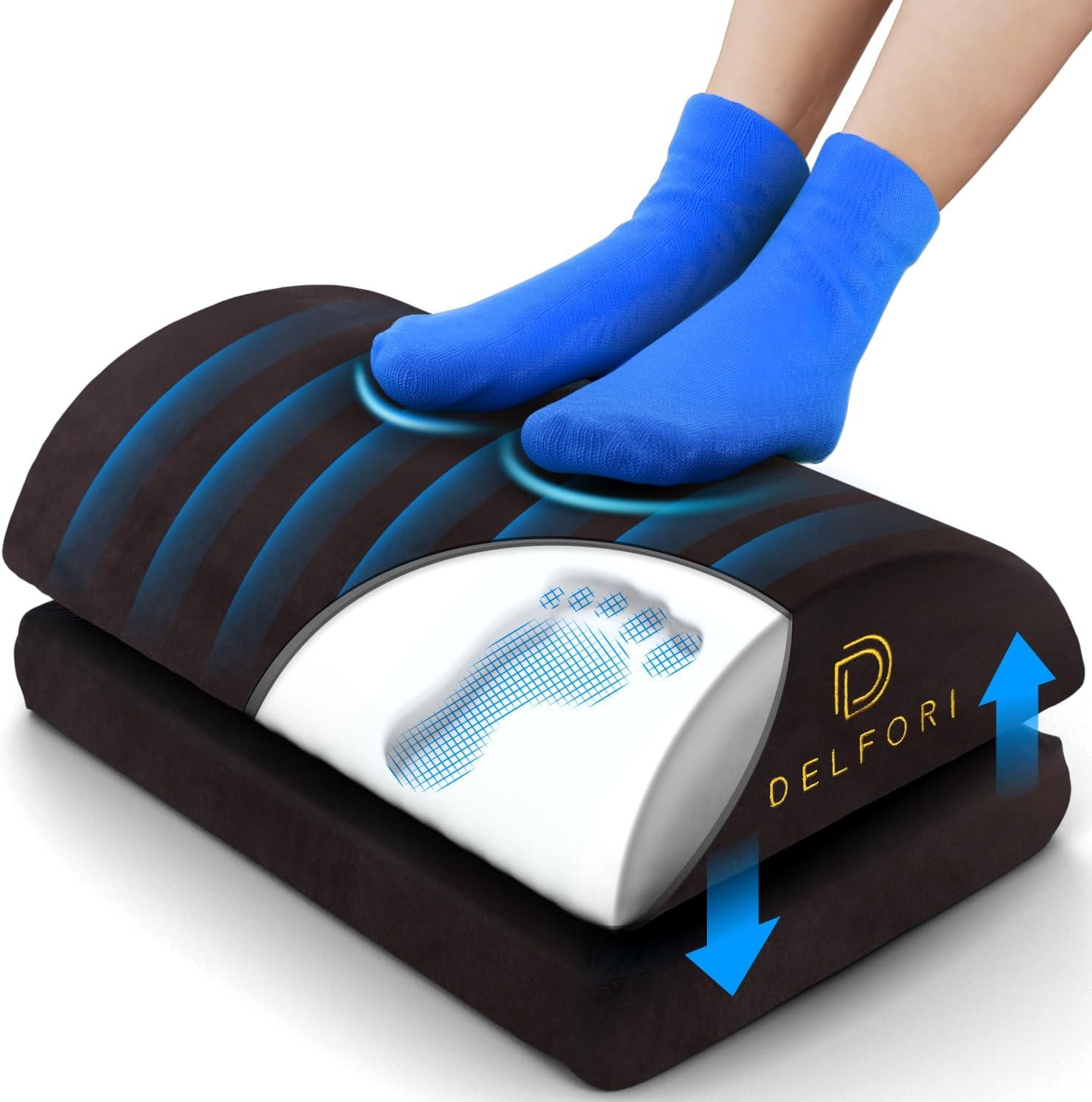 Premium Under Desk Footrest – Ergonomic Foot Rest for Work, Home & Office Use – Adjustable Height Memory Foam Foot Stool for Gaming Chair – Comfortable & Perfect for Back Pain Relief and Leg Support