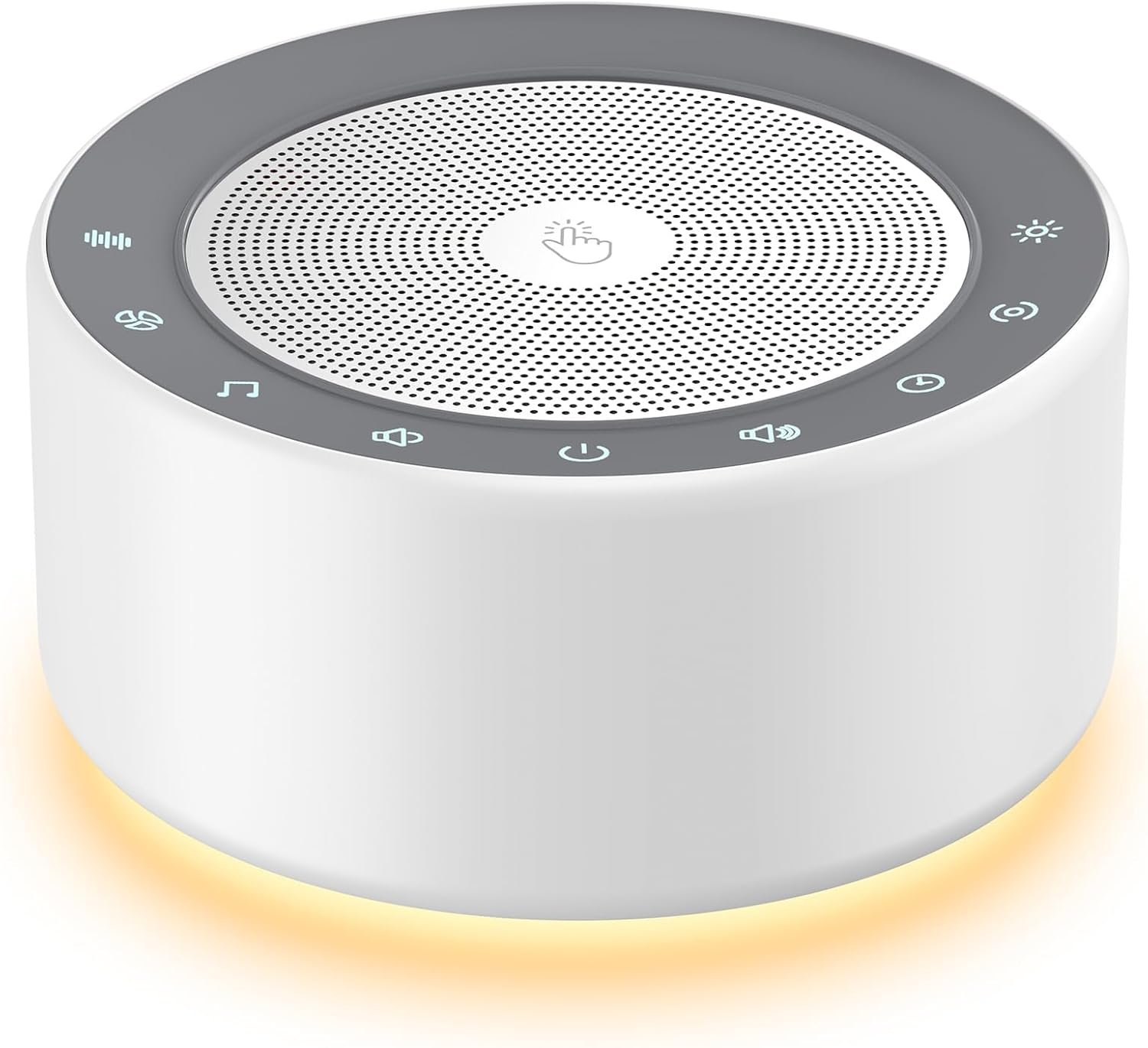 Kipcush White Noise Machine – Soft Non-Glare Nursery Lamp, 30 Soothing Sounds, 8 Color Lights, Max 8-Hour Timer for Baby & Adults (White, Standard)