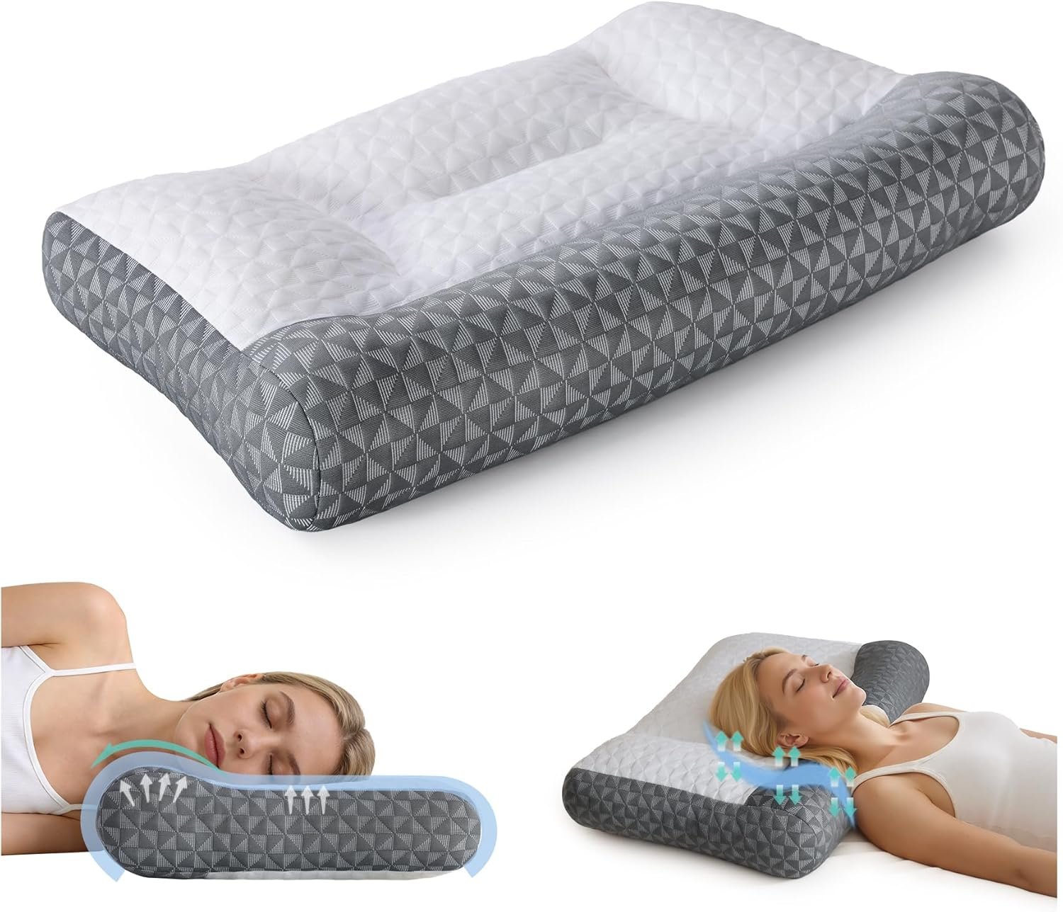 Cervical Neck Pillow for Sleeping – Ergonomic Side Sleeper Pillows for Pain Relief, Contour Cervical Pillow for Neck Support, Orthopedic Memory Foam Pillows for Side Back Stomach Sleepers (26″x15″)
