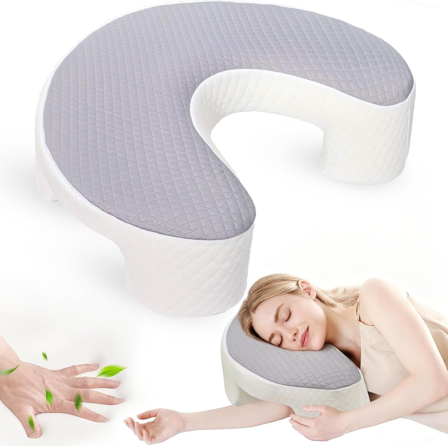 Side Sleeper Pillow for Adults, Ergonomic Memory Foam Pillow with Arm Hole for Neck, Rotator Cuff & Shoulder Pain Relief, Knee Pillow Between Legs, Shoulder Pillow Ideal for Left & Right Side Sleeper