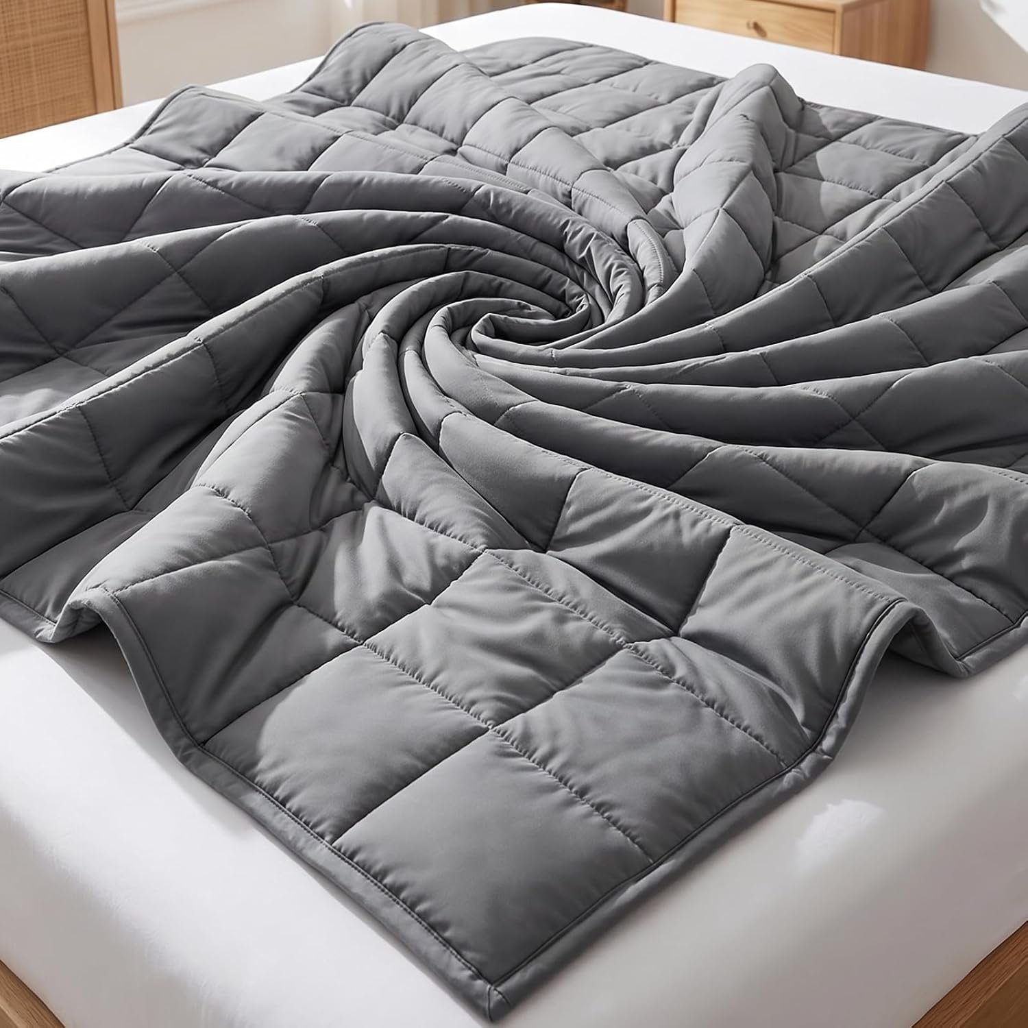 Smart Queen Weighted Blanket for Adults,Twin Size 48×72,10lbs, Soft Heavy Blanket Machine Washable for Fall, Bedding &Napping with Premium Glass Beads (48×72 | 10lbs Grey)