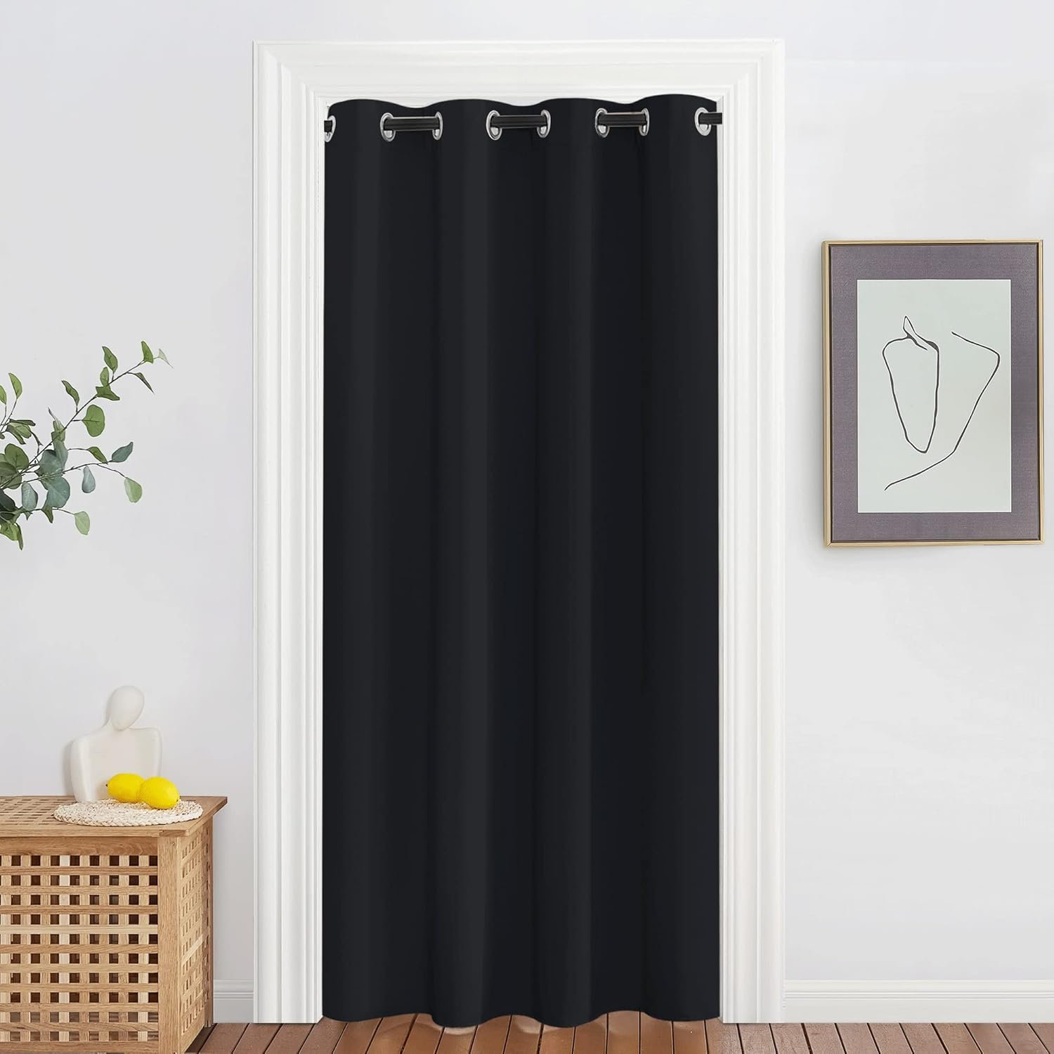 NICETOWN Black Blackout Curtain 78 inches Long – Thermal Insulated Grommet Soundproof Heat & Cold Blocking Privacy Doorway Curtain Window Treatment for Bedroom (1 Panel, W52 x L78)