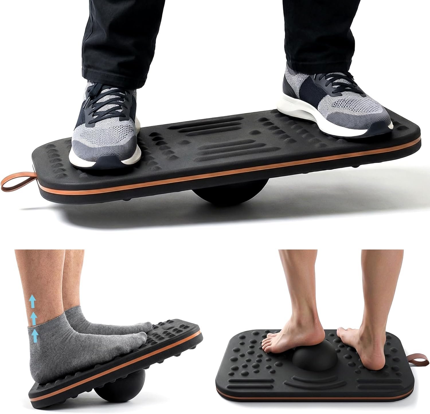 Balance Board For Standing desk, 2-in-1 Dual-Sided Balance Stability Trainer & Anti-Fatigue Standing Mat,Calf Stretcher,Exercise Balance,For Home,Gym,Office
