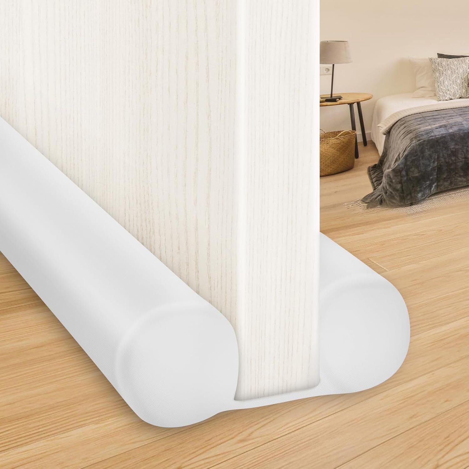 MAXTID Large Door Draft Stopper 30 Inch for Small Size Bedroom Door Fits 0.5 to 1.7″ Gaps White Under Door Draft Blocker Doors Seal Gap Draft Guard for Bottom of Doors