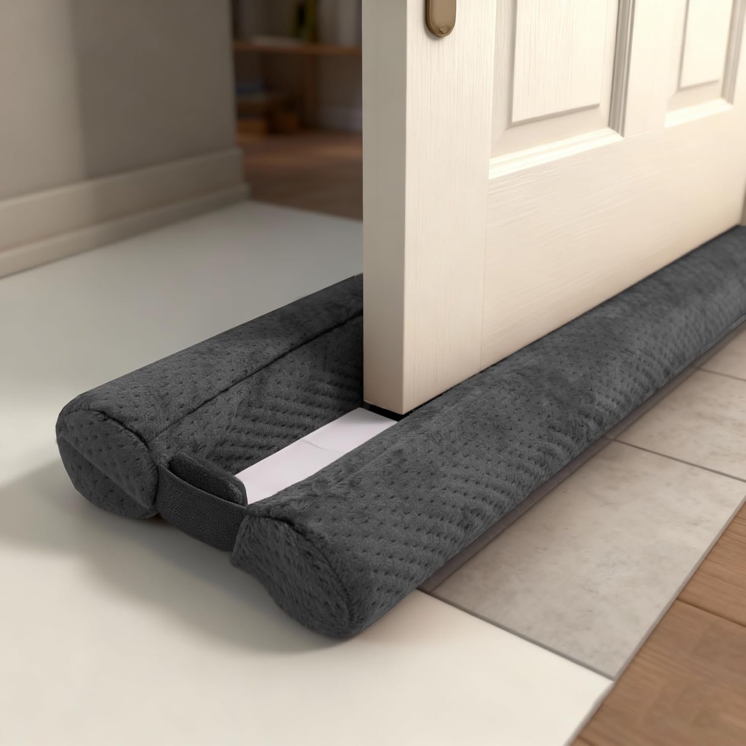 Under Door Draft Stopper Door, Sweep Weather Stripping, Double-Sided Windproof Seal Noise Blocker Window Breeze Blocker, Adjustable 30” to 36” Gap Filler, Grey