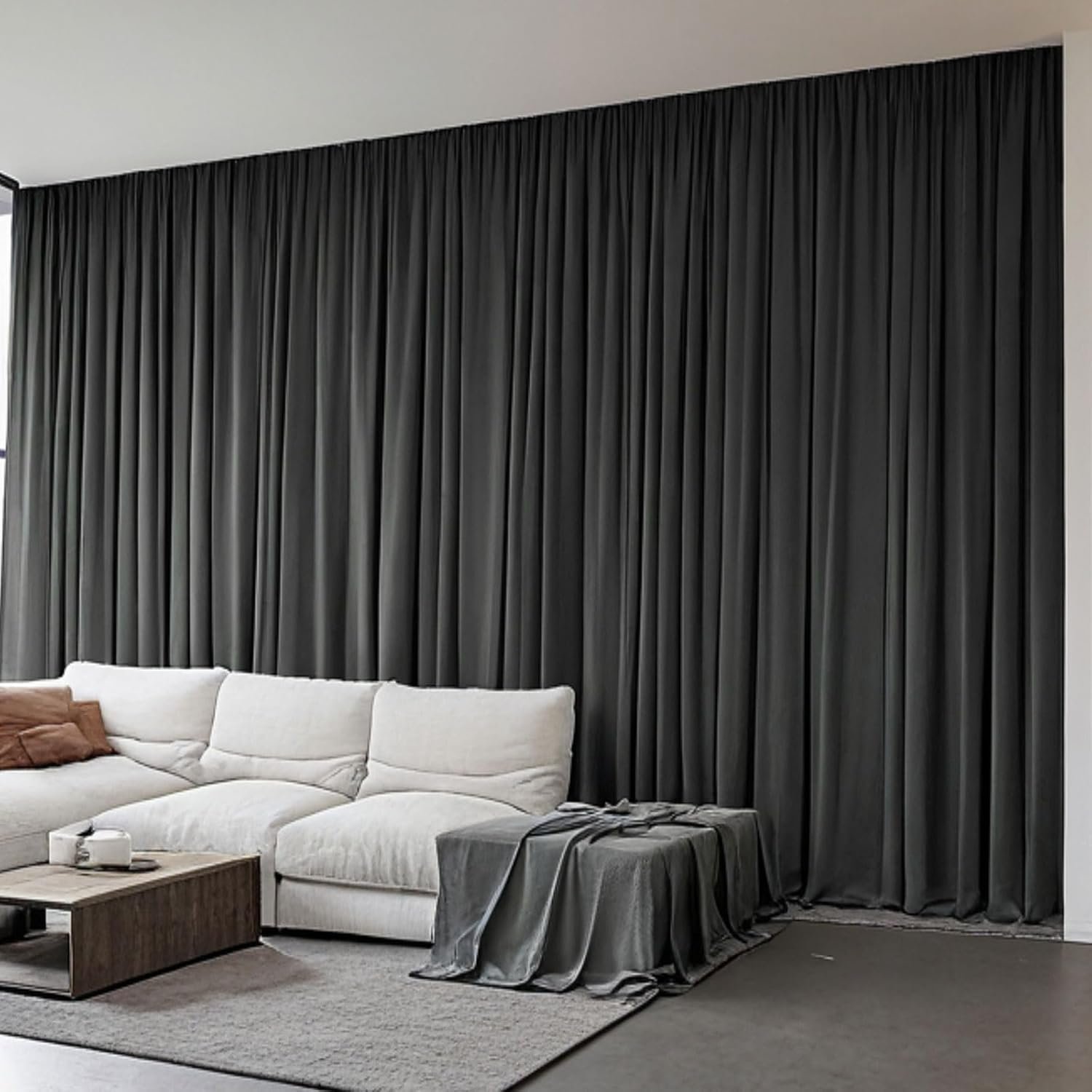 Home Theater Curtains Room Separator, Room Divider Curtains for Ceiling Track System or Rod with Hooks 52 100 120 180 inch Wide, Privacy Floor to Ceiling Curtain, 1 Panel