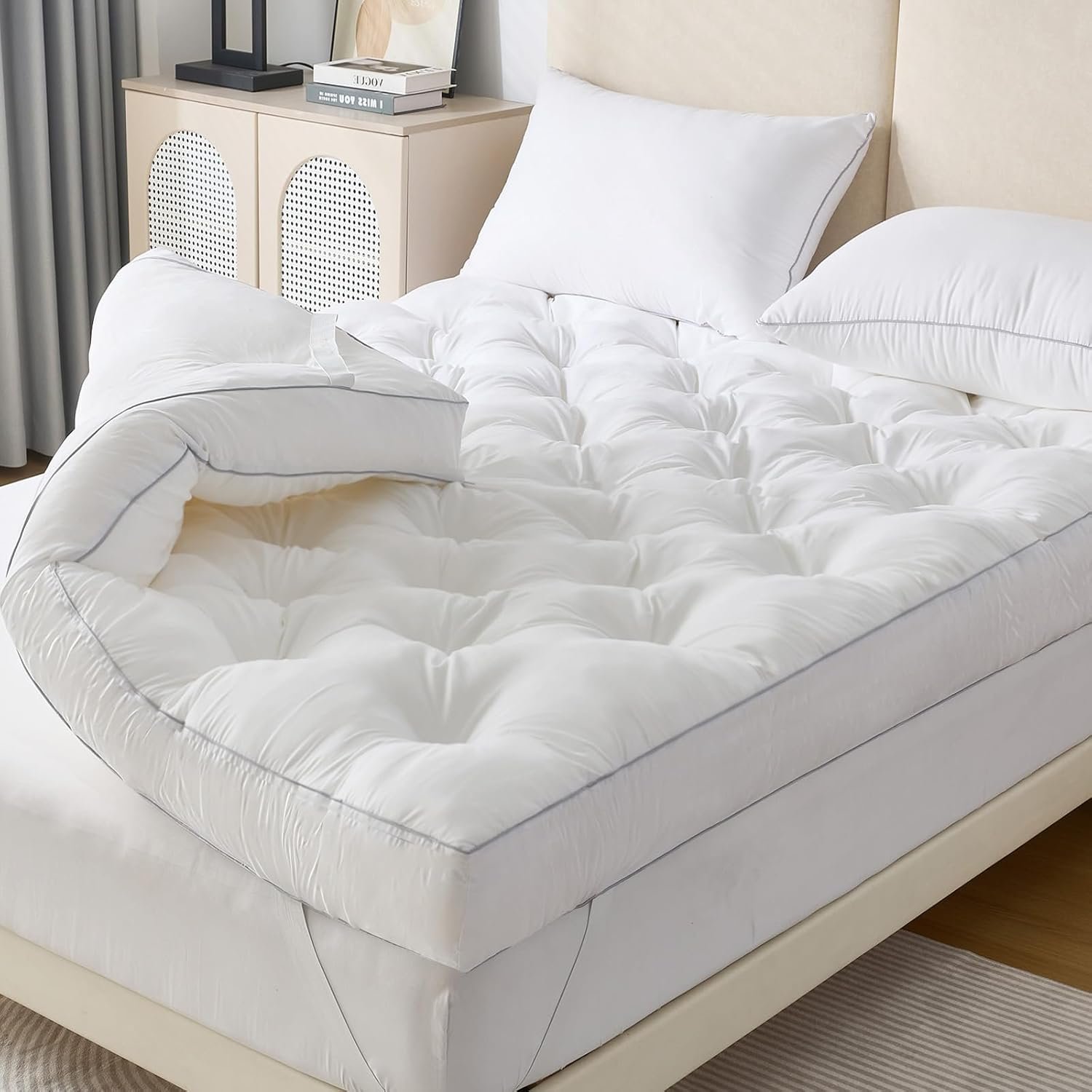SHOUREN 5 Inch Memory Foam Mattress Topper Queen for Back Pain Relief, Extra Thick Gel Memory Foam Bed Topper, Soft Fluffy Supportive Pressure Relief Mattress Pad, 80″x60″