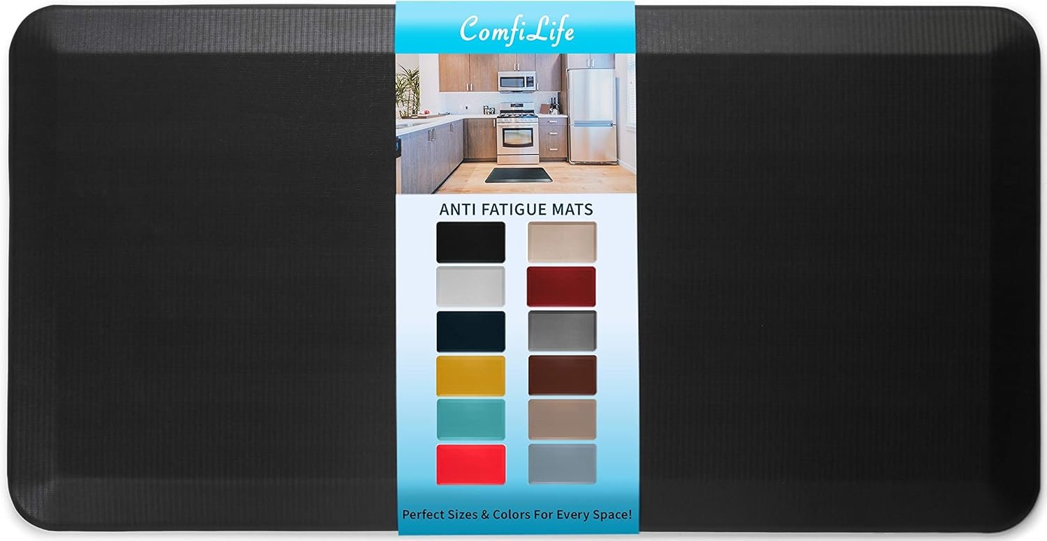 ComfiLife Anti Fatigue Floor Mat – 3/4 Inch Thick Kitchen Mats for Floor, Standing Desk Mat, Kitchen Rug – Comfort at Home, Office – Durable – Stain Resistant – Non-Slip Bottom (20″ x 39″, Black)