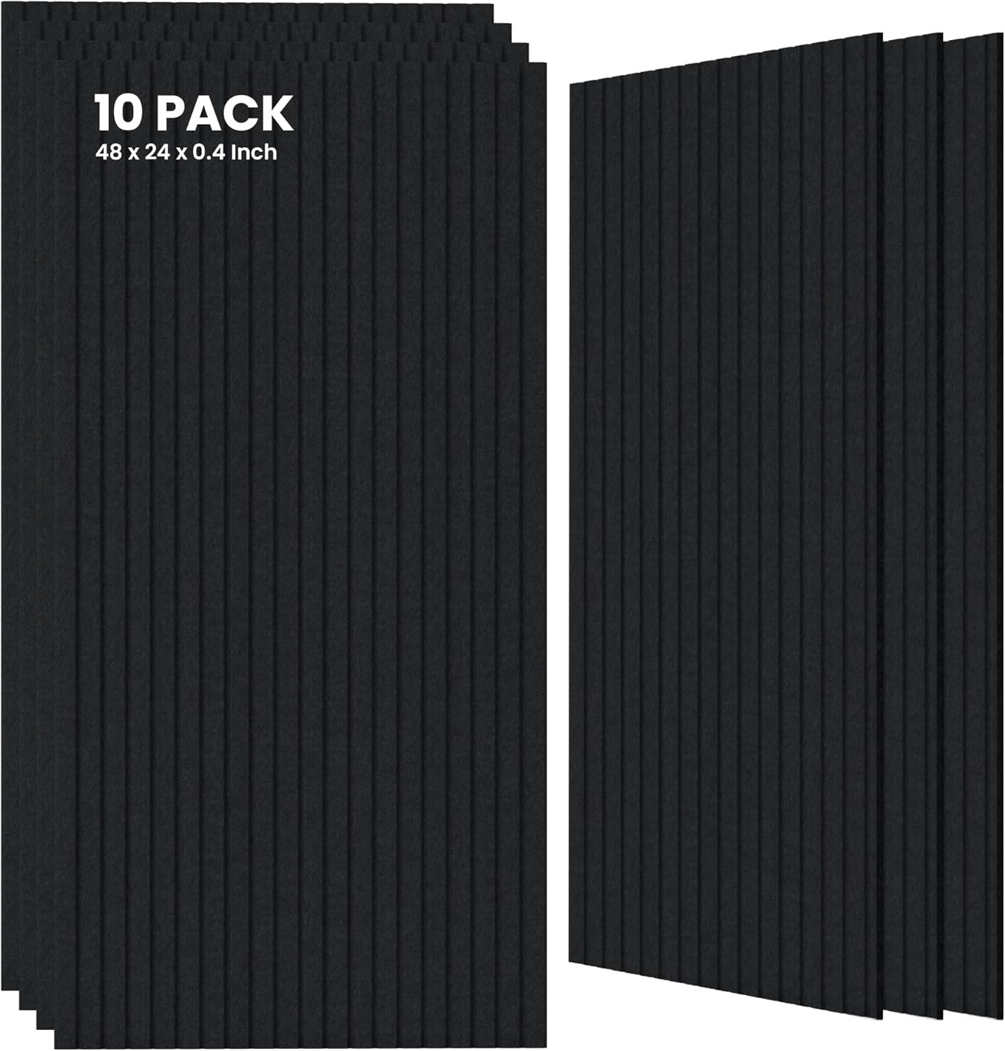 10 Pack Large Acoustic Panels,47.2 x 23.6 x 0.35 Inch Sound Proof Foam Panels for Walls，Premium Noise Dampening Panels,Sound Panels for Media Room, Office and Studio,Black