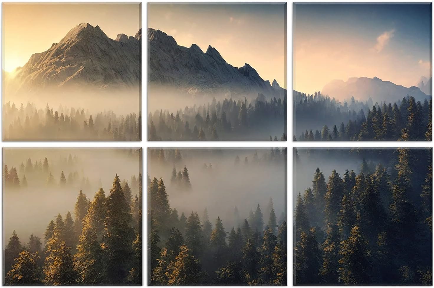 JBER Art Acoustic Panels, 72×48 Inches Acoustical Wall Panels, Sound Absorbing Wall Art, Decorative Acoustic Panels, Soundproof Wall Panels for Recording Studio, Home & Living Room(Misty Forest)