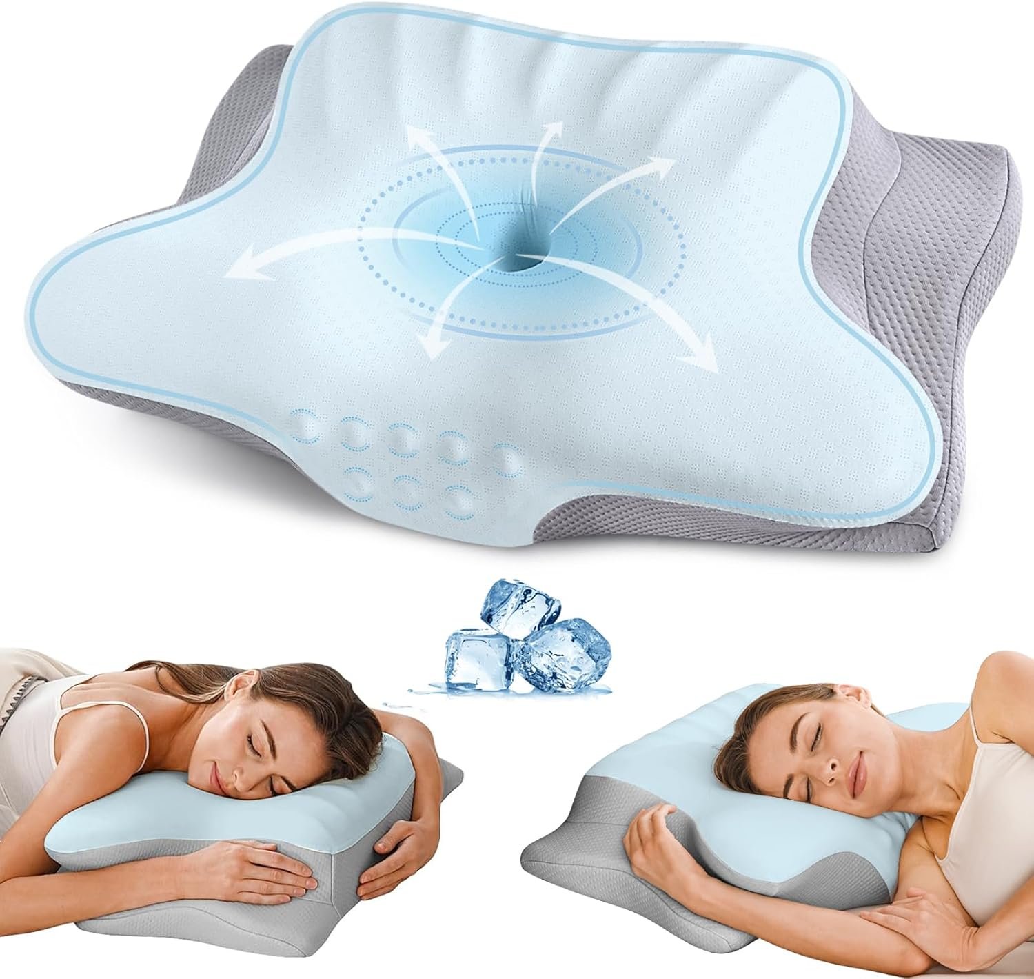 Ylekto Cervical Neck Pillow for Pain Relief – Ergonomic Memory Foam Pillows for Sleeping, Cooling Side Sleeper Pillow for Neck Support, Contour Orthopedic Bed Pillow for Sleepers
