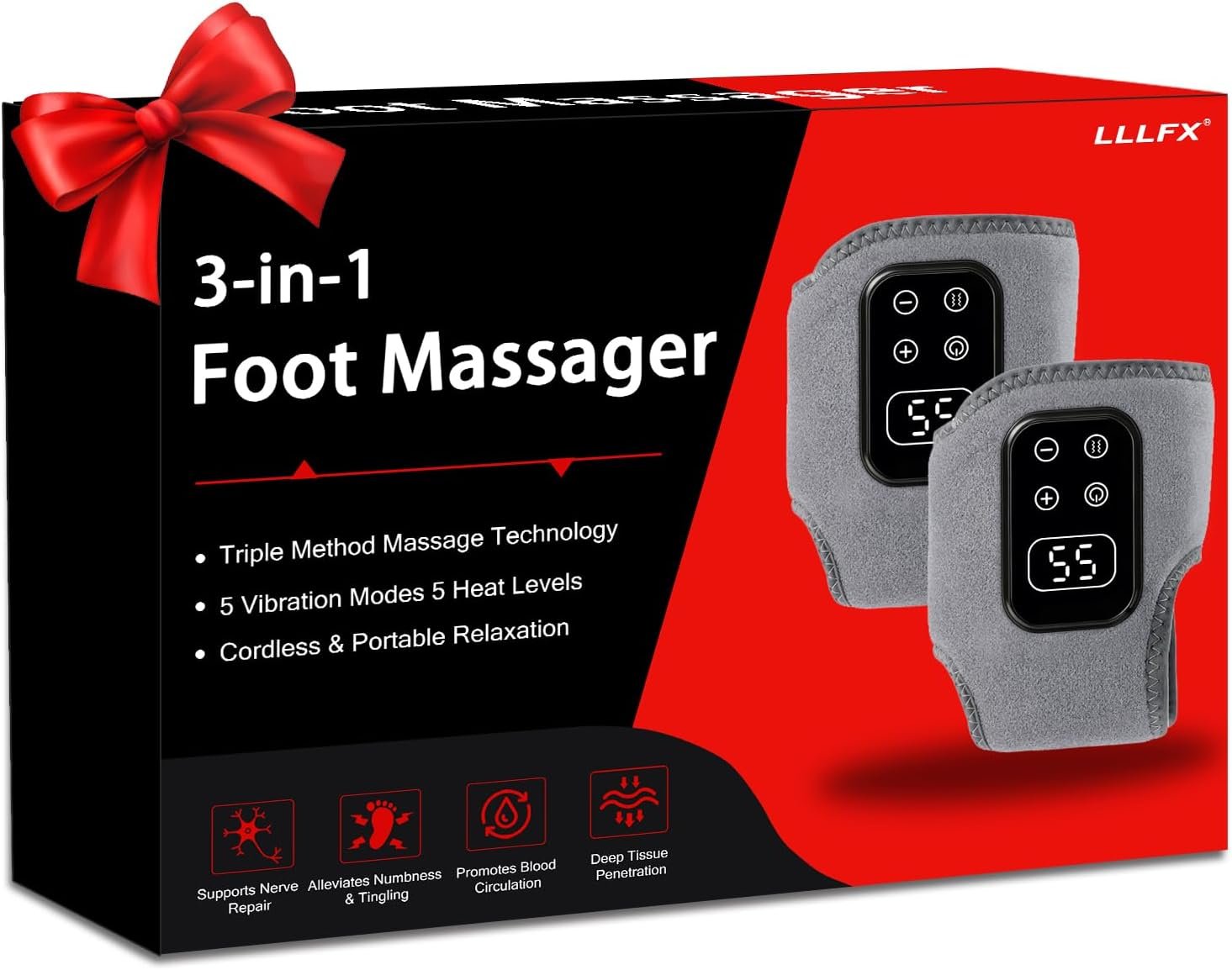 2-Pack 2026 Upgraded 3-in-1 Foot and Ankle Massager – 3 Vibration Modes and 5 Heating Levels, Suitable for Relieving Daily Foot Fatigue, Wireless and Portable