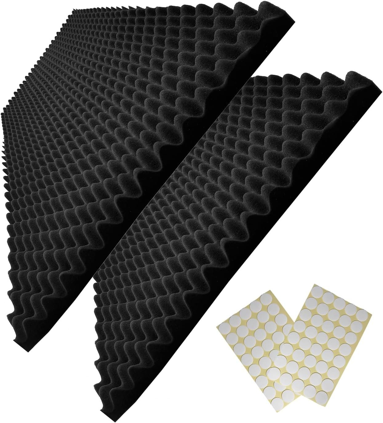 2 Pack 48″X 24″X 2″ Black Sound Proof Foam Panels, Acoustic Foam Egg Crate Foam Panel, Noise Cancelling Foam Studio Foam Panel, Sound Panels Noise Reducing For Walls