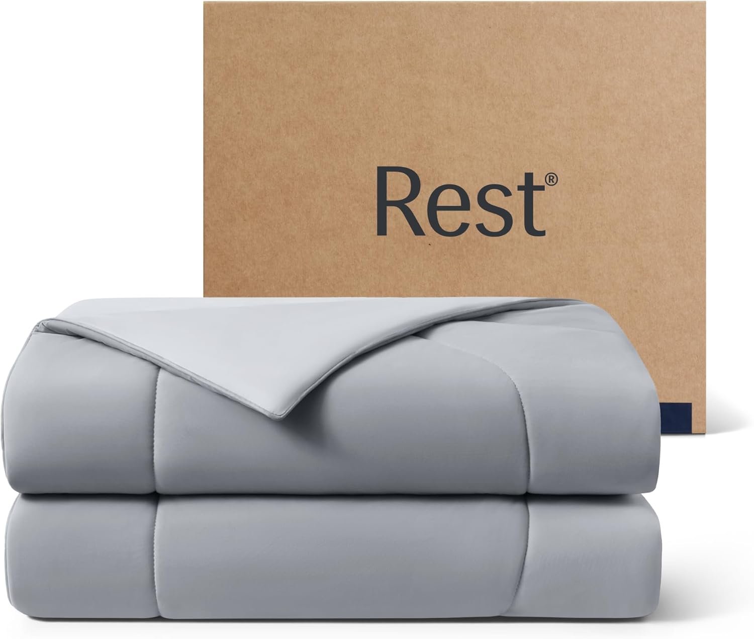 REST® Evercool® Cooling Comforter, Full/Queen, Blanket for Hot Sleepers, All Season Bedding to Keep Cool for Night Sweats, Breathable Lightweight Blanket, 90″x90″ Inches, Cool Gray