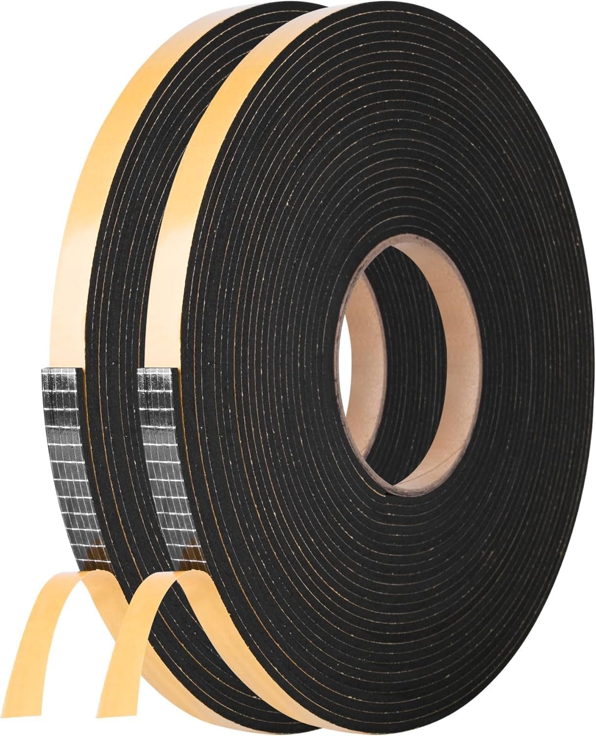 Kikerike Self Adhesive Foam Tape Weatherstrip 1/2In x 1/4In x 42Ft High Density Foam Insulation Strips Seal Weather Stripping with Strong Adhesive for Door and Window Sound Isolation Soundproofing