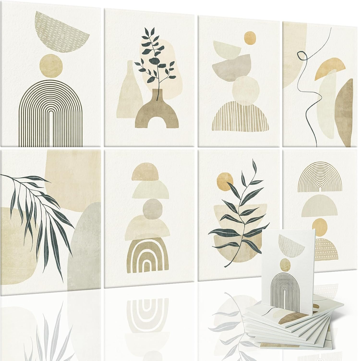 Art3d Soundproof Wall Panels 48″x32″, 8-Pack Acoustic Wall Art Panels, Sound Absorbing Decorative Wall Panels for Living Room, Bedroom, Kitchen, Studio, Polyester UV Print