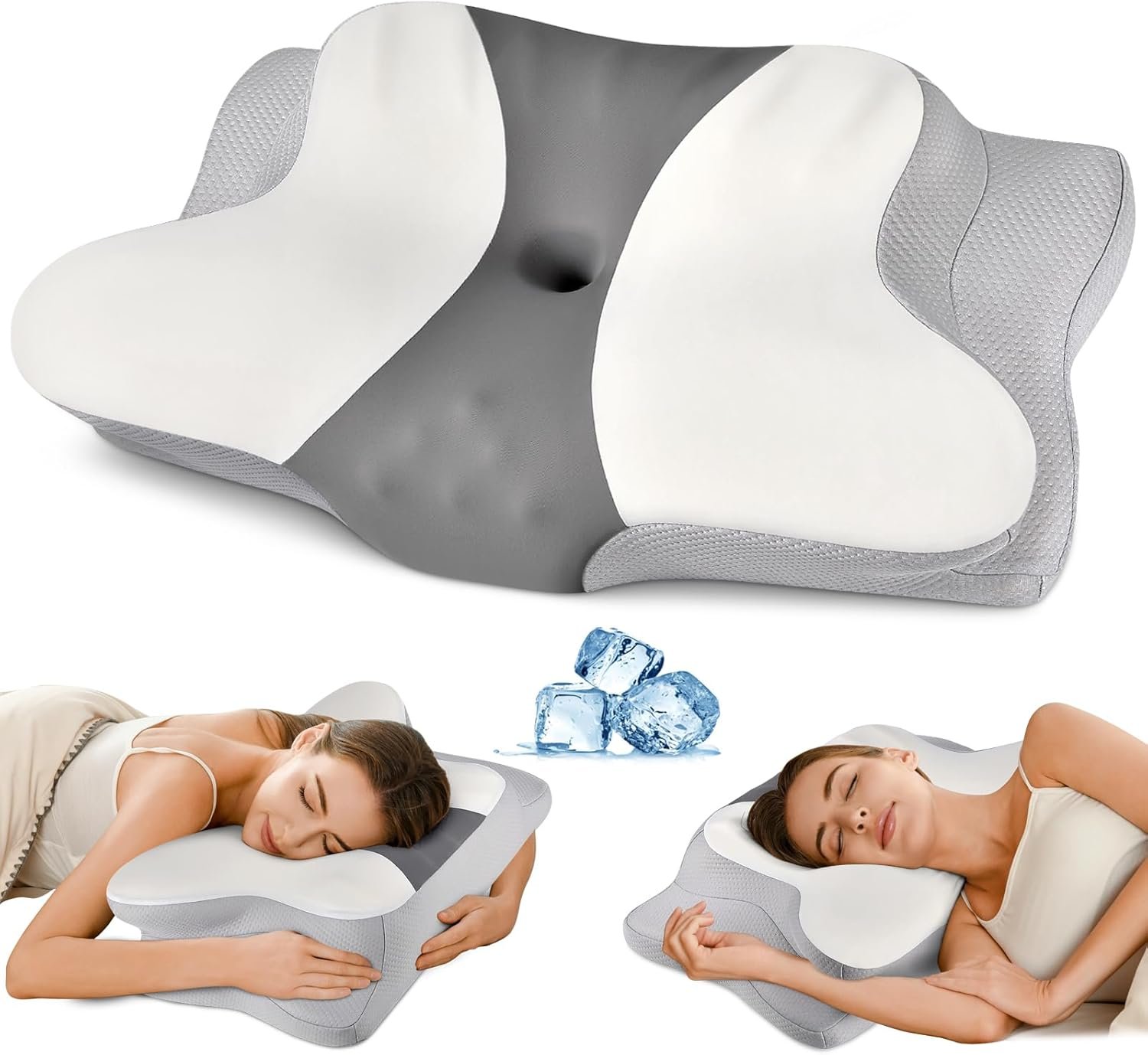 Cervical Pillow for Neck Pain Relief – Ergonomic Pillow for Sleeping Side Sleeper Pillow for Adults, Contour Neck Pillow Cooling Memory Foam Pillows, Orthopedic Bed Pillow for Back Stomach Sleepers