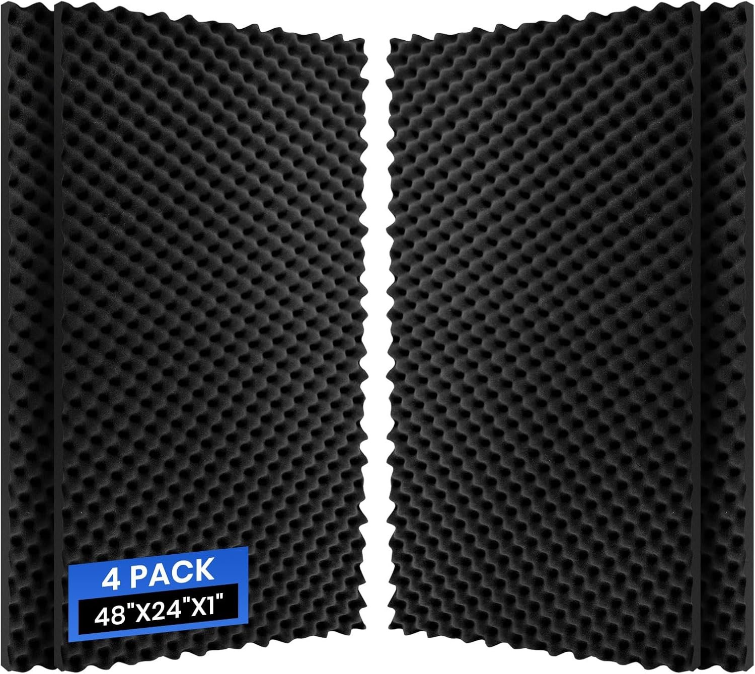 4 Pack Acoustic Foam Panels, 48”X24”X1” Egg Crate Sound Proof Foam, High Density Noise Cancelling Soundproofing Wall Panels for Studio Office Game Room (Black)
