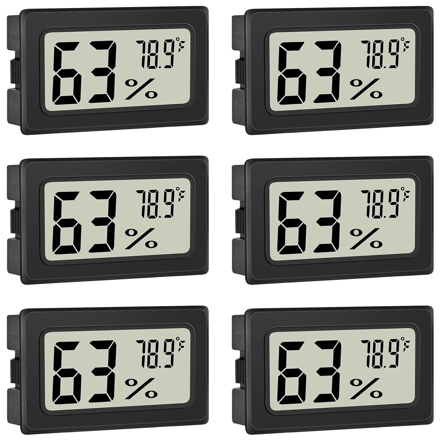 Humidity Meter Indoor Thermometer 6-Pack Mini Digital Thermometer Hygrometer Indoor Temperature Humidity Meters Gauge LCD Display Fahrenheit (℉) for Greenhouse, Reptile Tank, Cellar, Closet